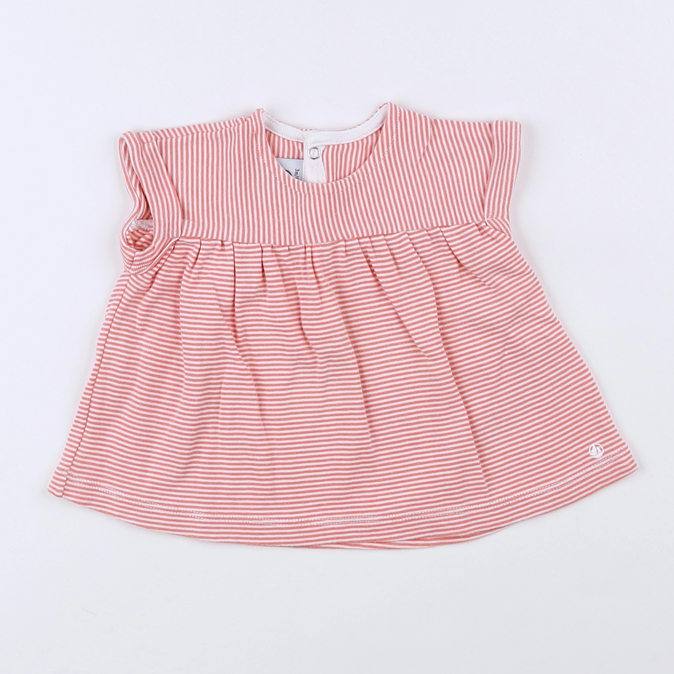 Petit Bateau - tee-shirt blanc, rose - 3 mois