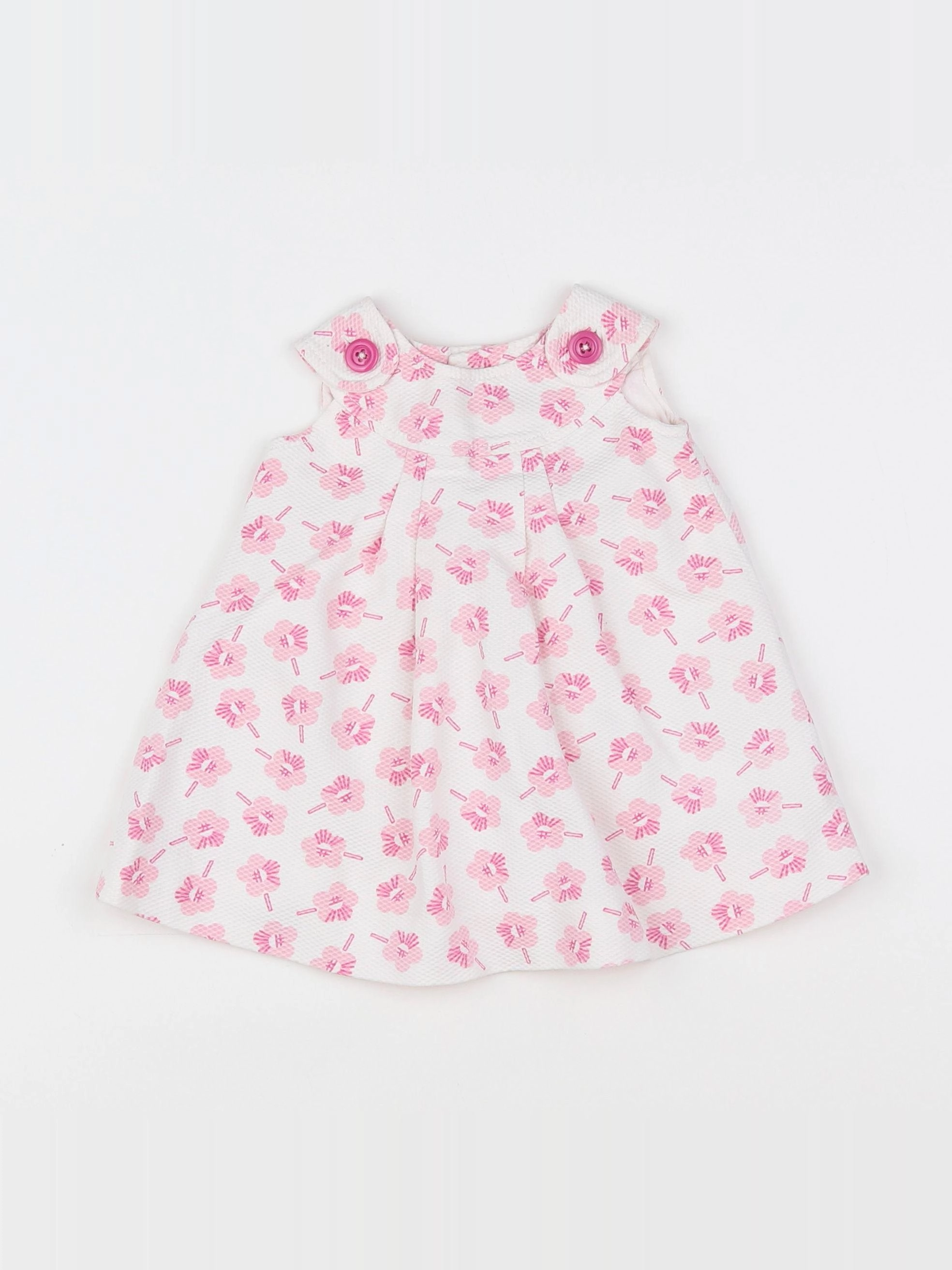 Zara - robe blanc, rose - 6/9 mois