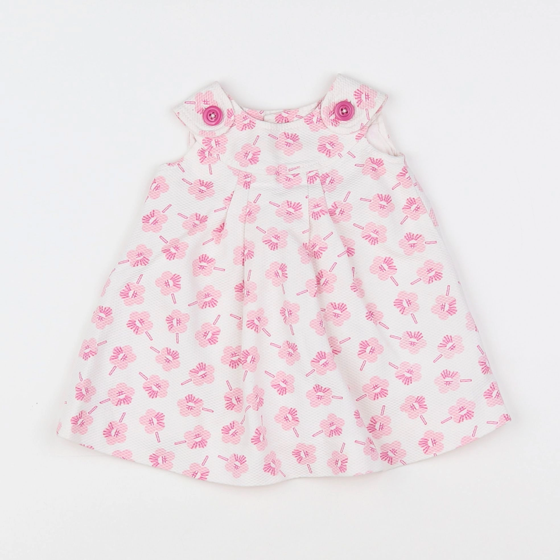 Zara - robe blanc, rose - 6/9 mois