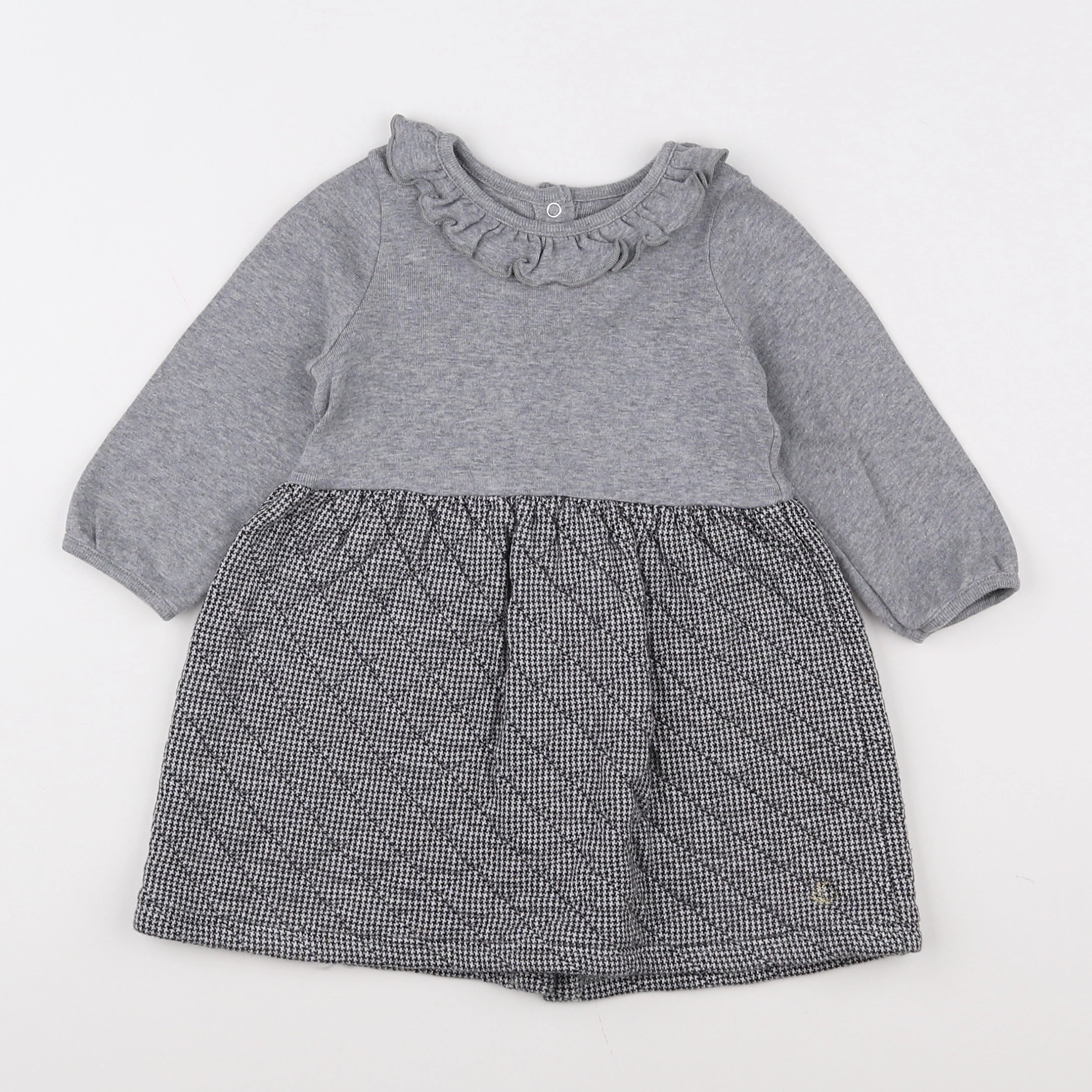 Petit Bateau - robe gris - 12 mois