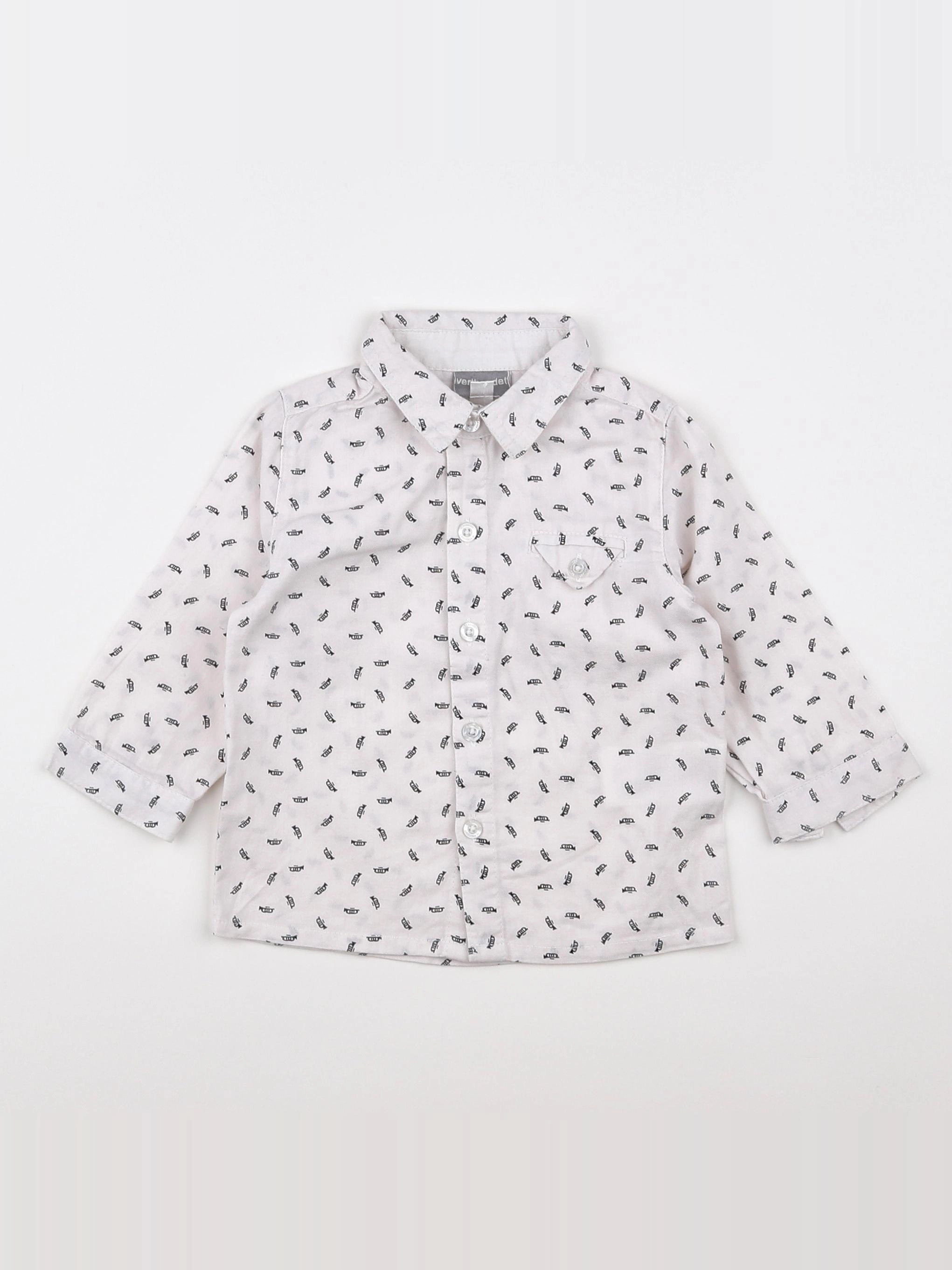 Vertbaudet - chemise blanc, noir - 9 mois