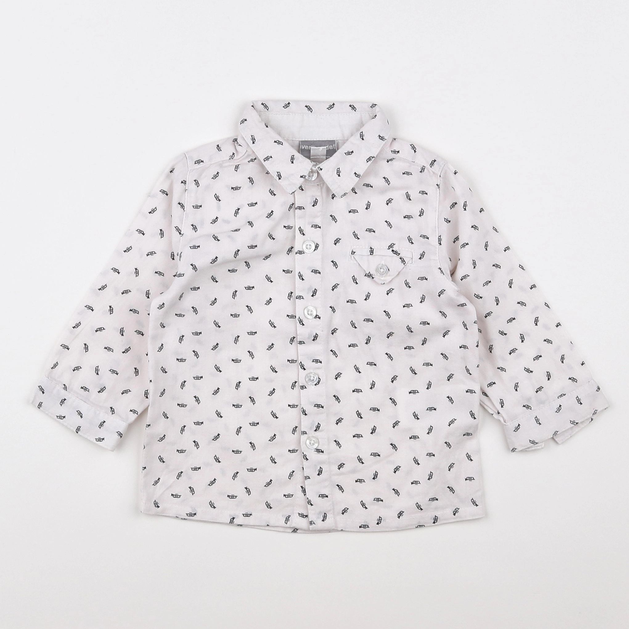 Vertbaudet - chemise blanc, noir - 9 mois