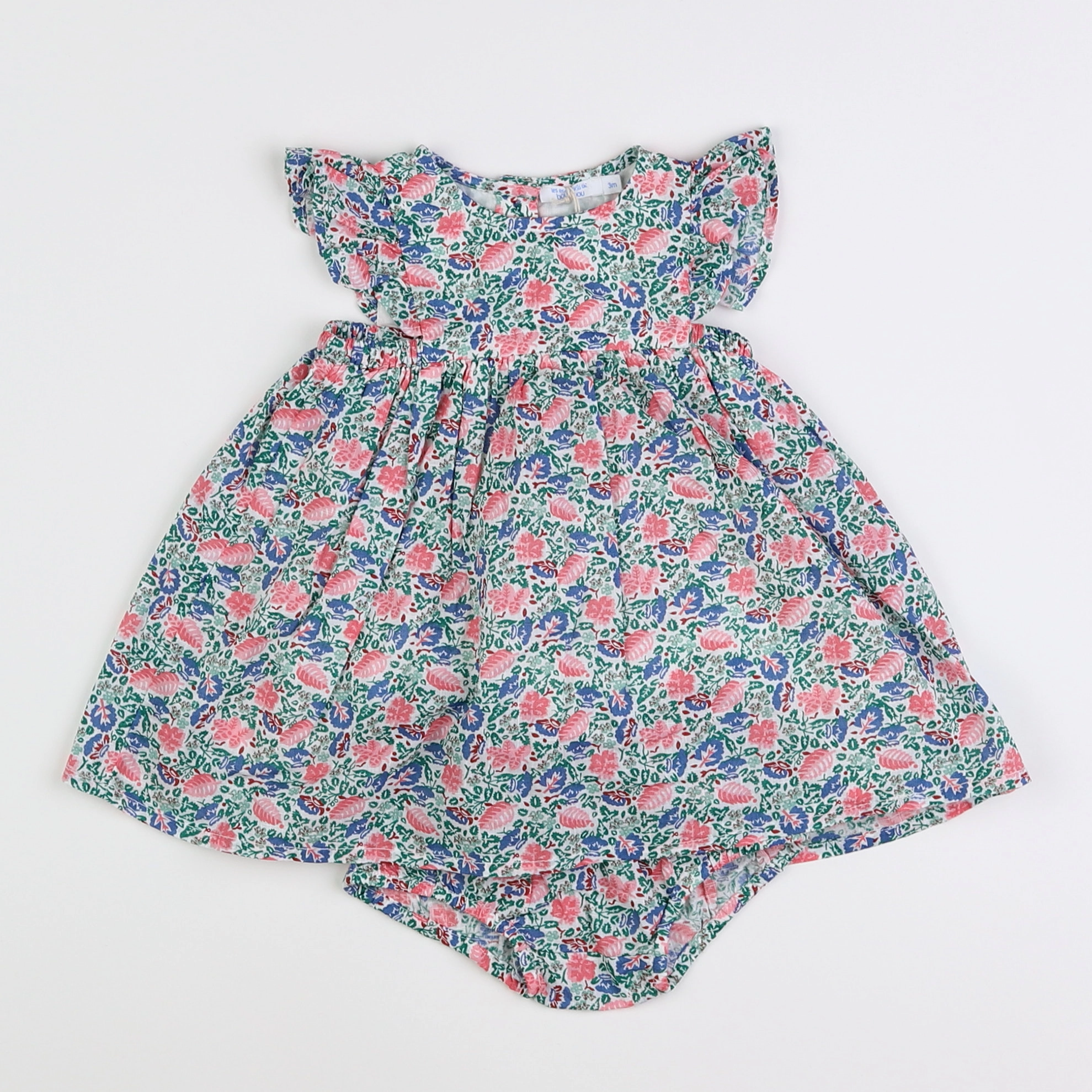 Boutchou - robe vert, multicolore - 3 mois