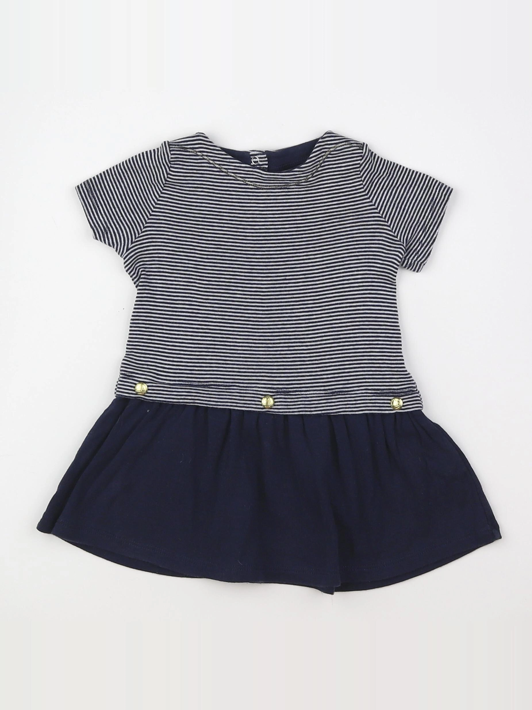 Petit Bateau - robe bleu - 12 mois