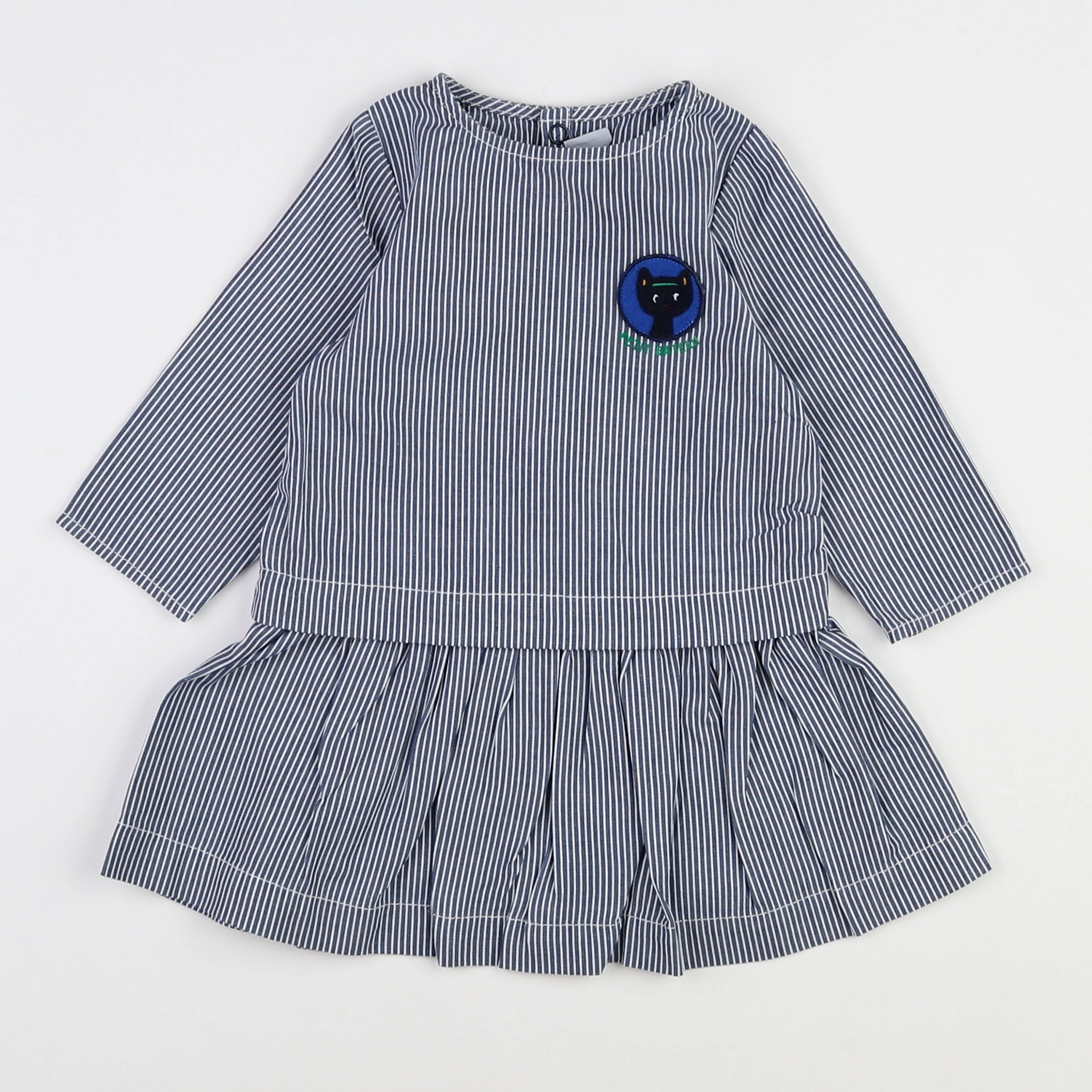 Petit Bateau - robe bleu - 12 mois