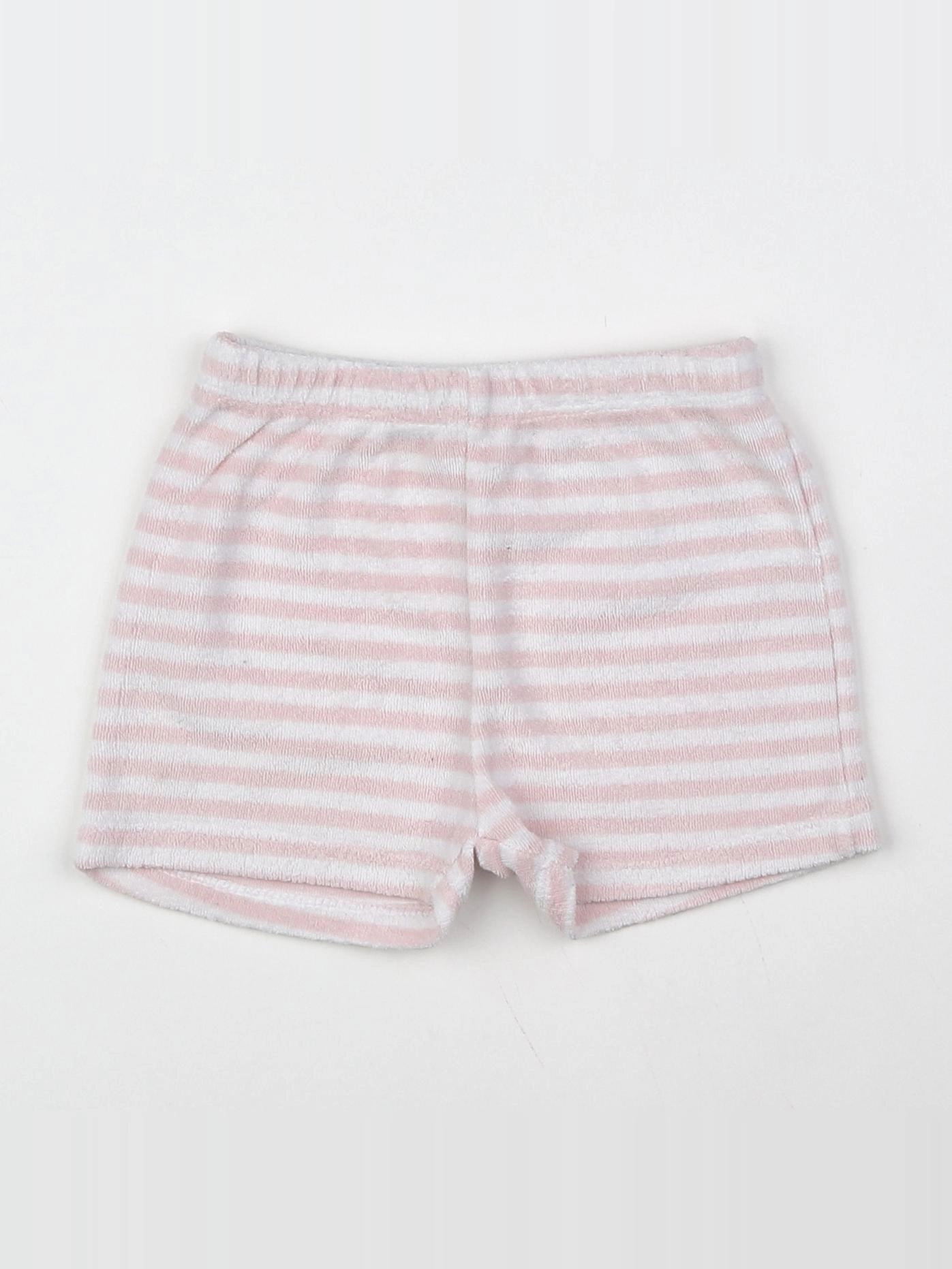 Vertbaudet - short blanc, rose - 18 mois
