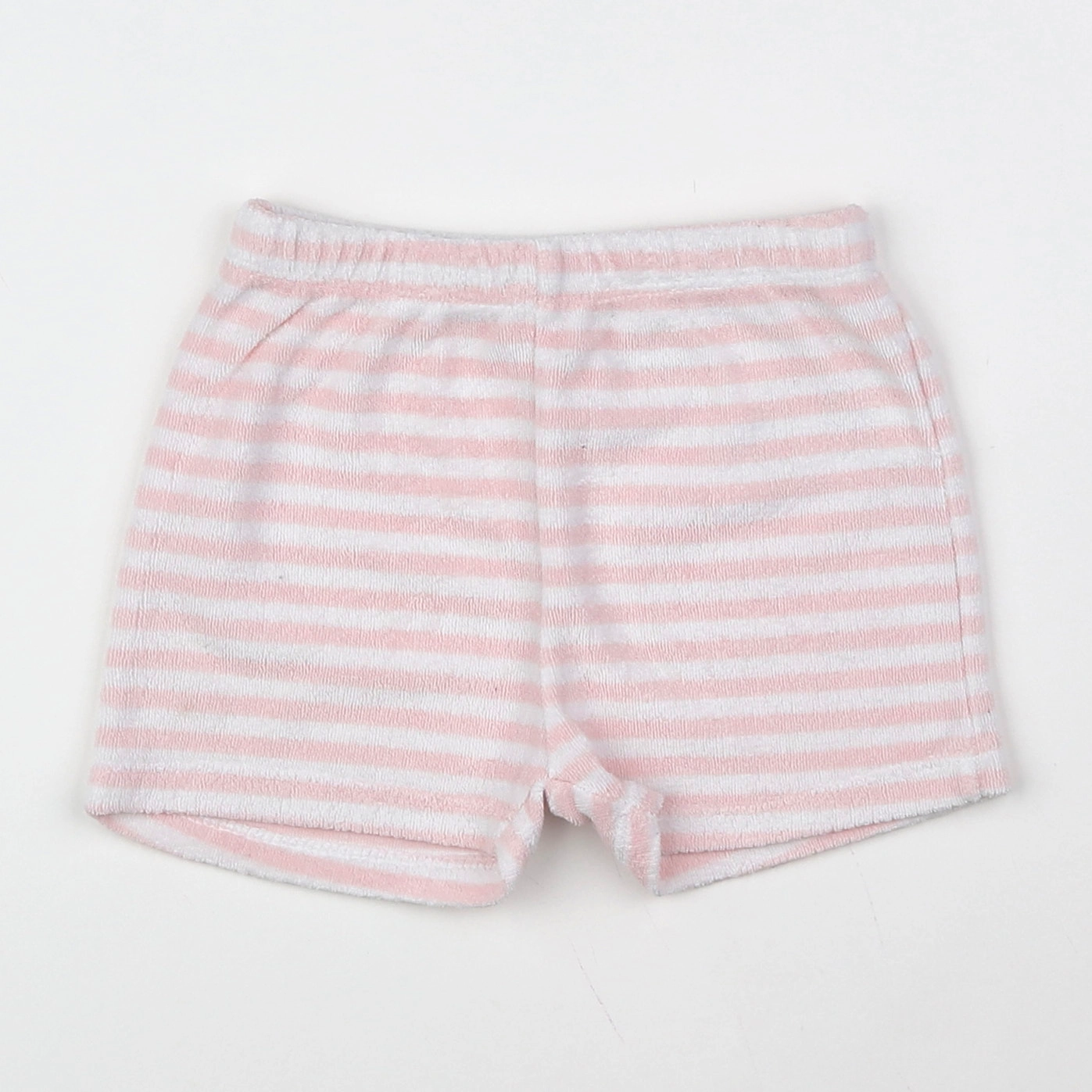 Vertbaudet - short blanc, rose - 18 mois