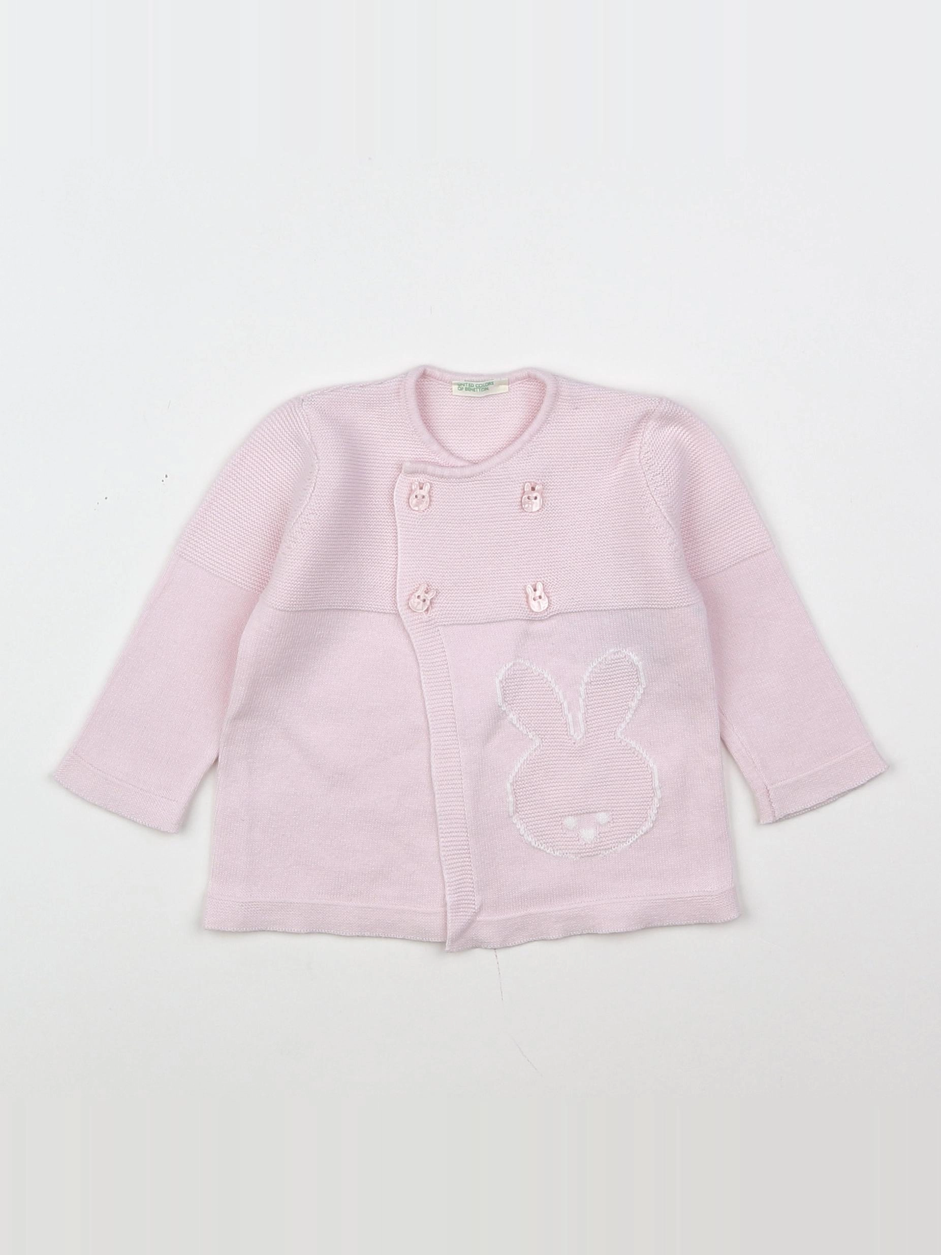 Benetton - gilet rose - 3/6 mois