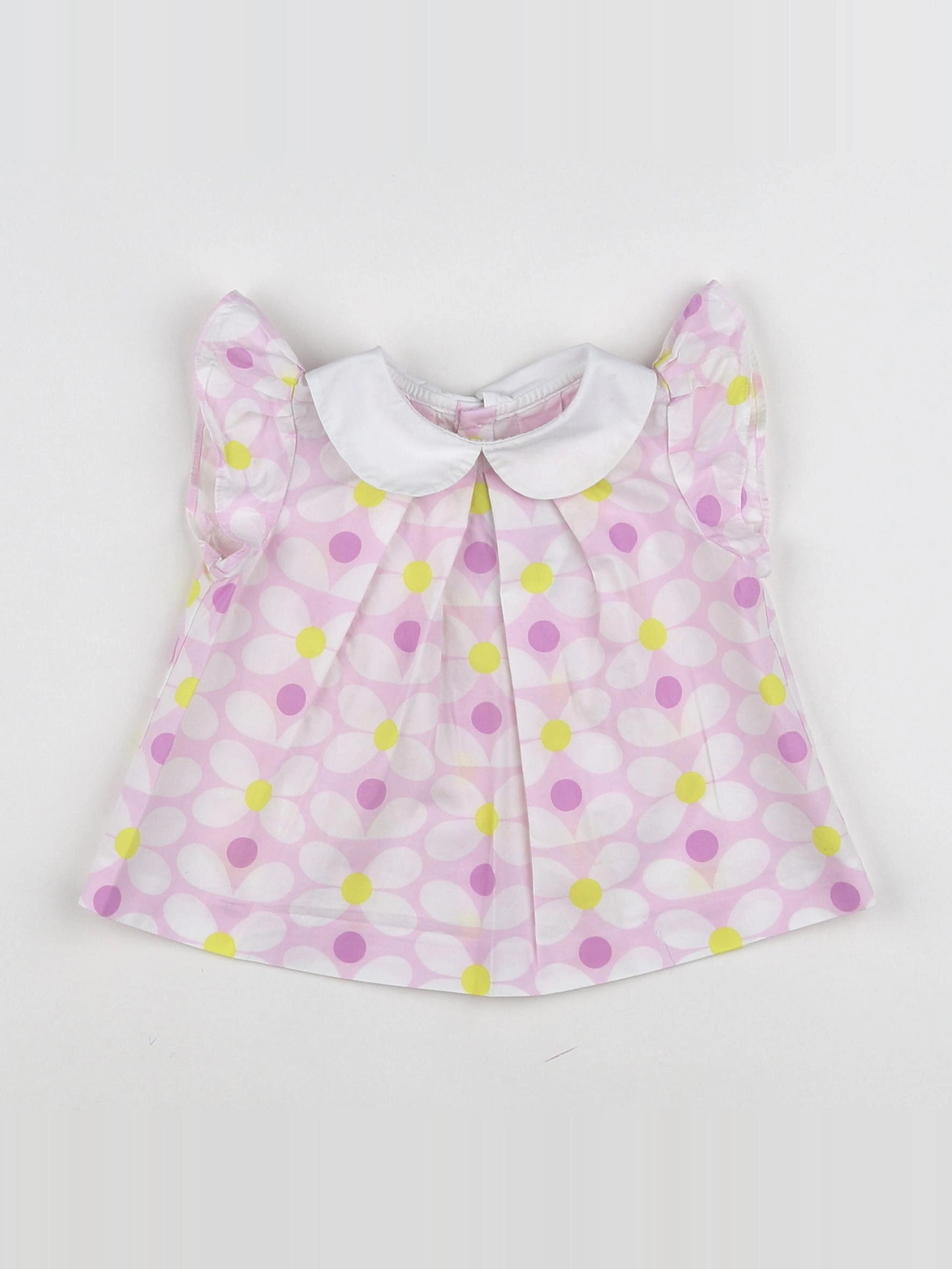 Jacadi - robe blanc, rose - 12 mois