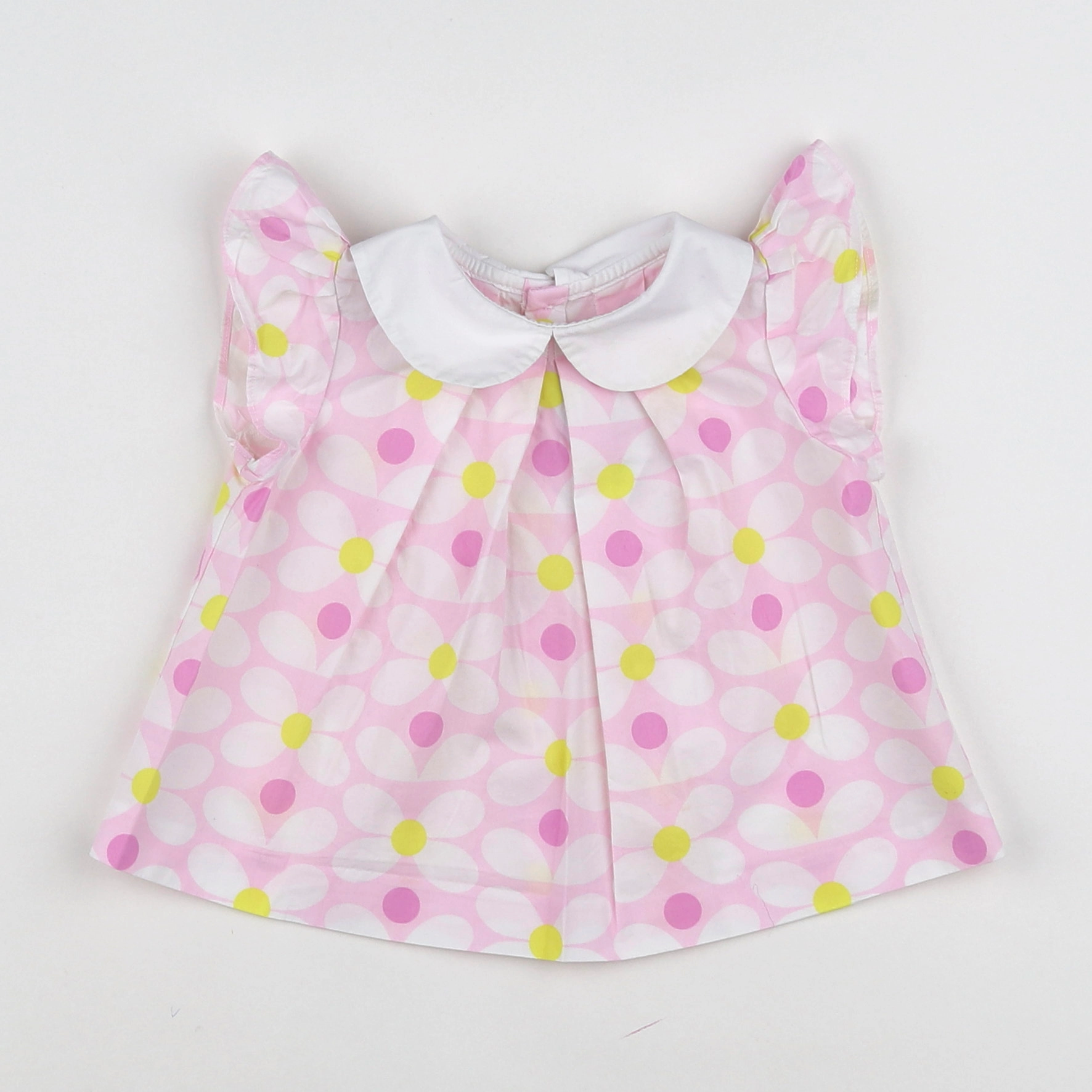 Jacadi - robe blanc, rose - 12 mois