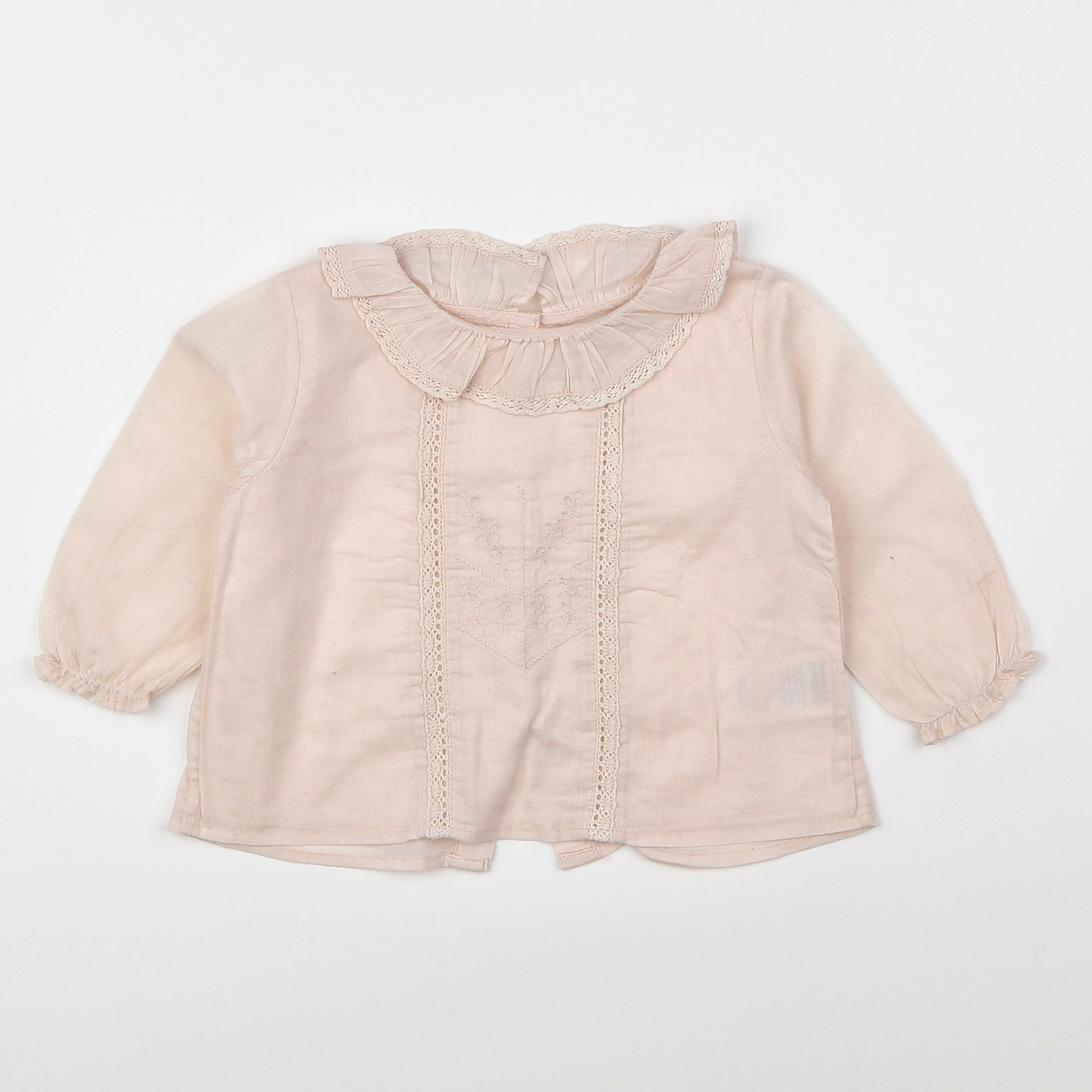 Bonnet à Pompon - blouse rose - 9 mois