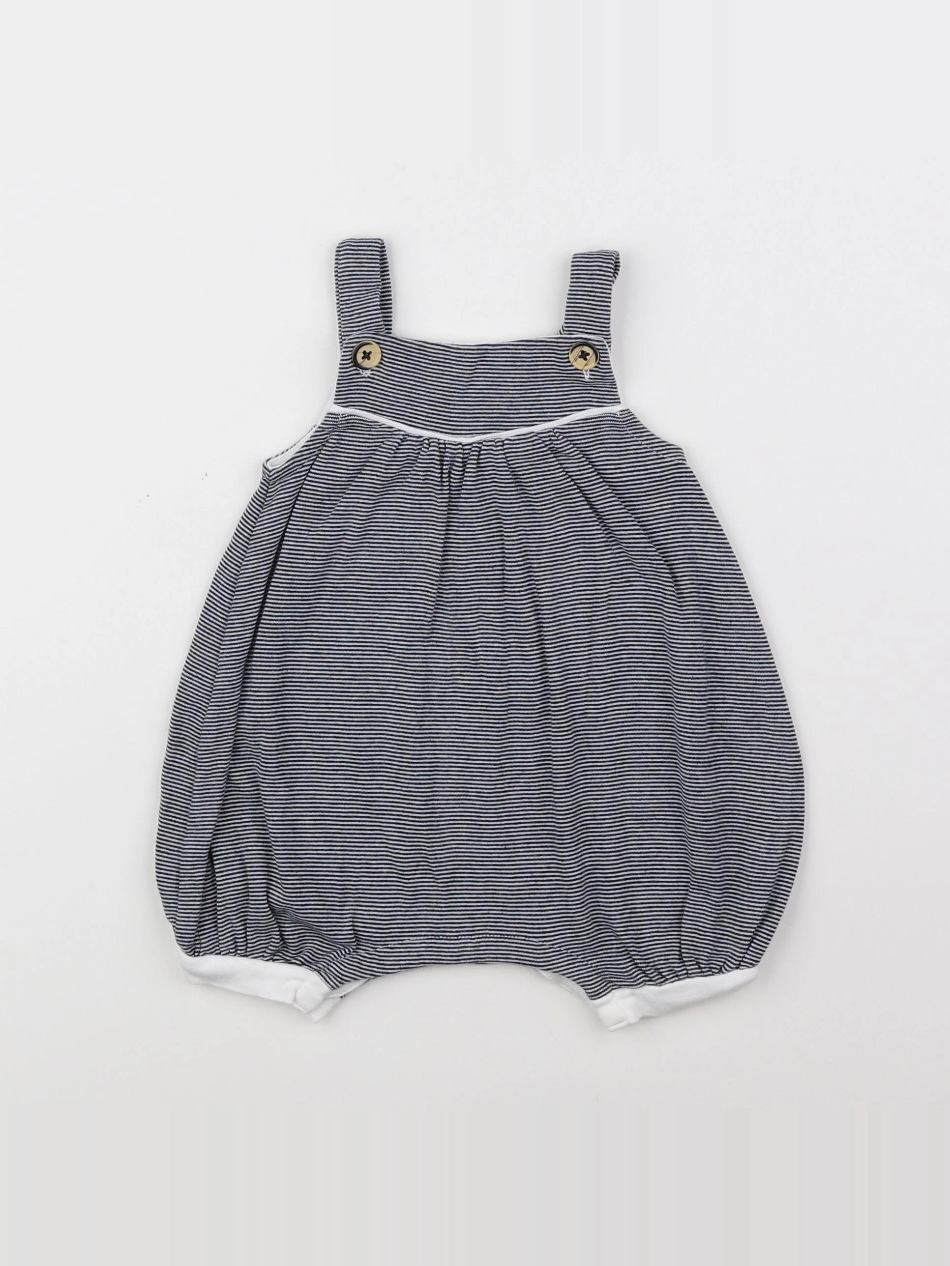 Petit Bateau - salopette blanc, bleu - 12 mois