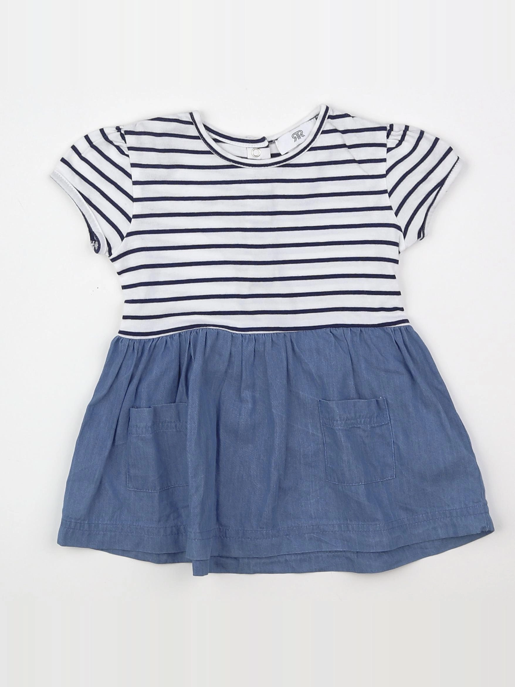 La Redoute - robe blanc, bleu - 9 mois