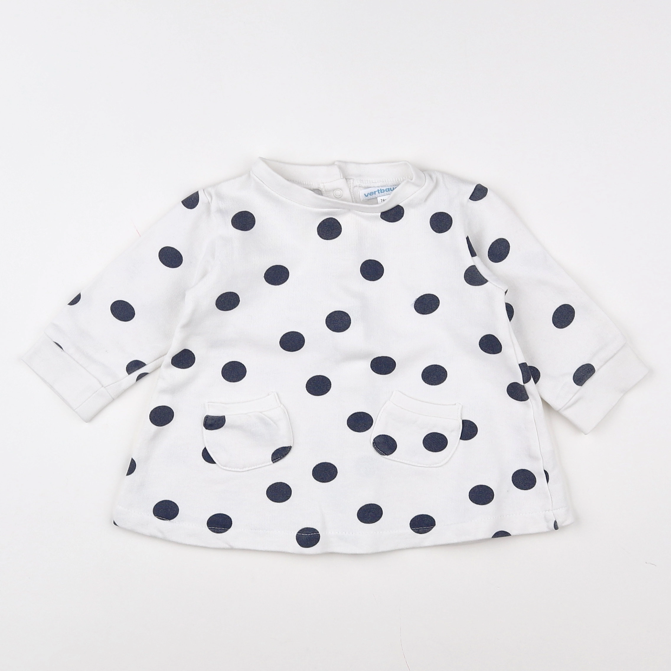 Vertbaudet - robe blanc, bleu - 12 mois