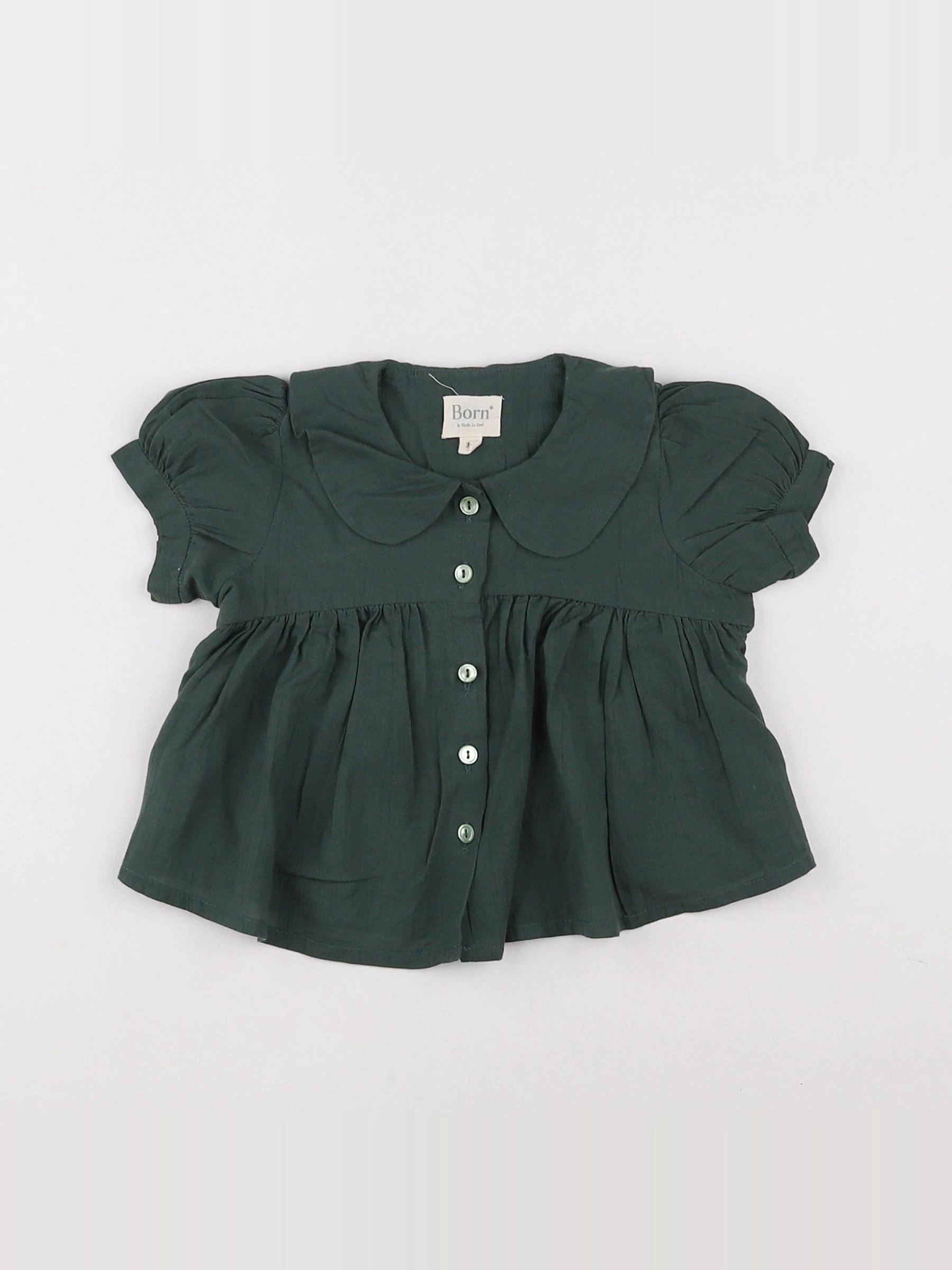 Born - blouse vert - 3 mois