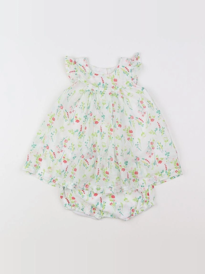 Absorba - robe blanc, vert - 9 mois