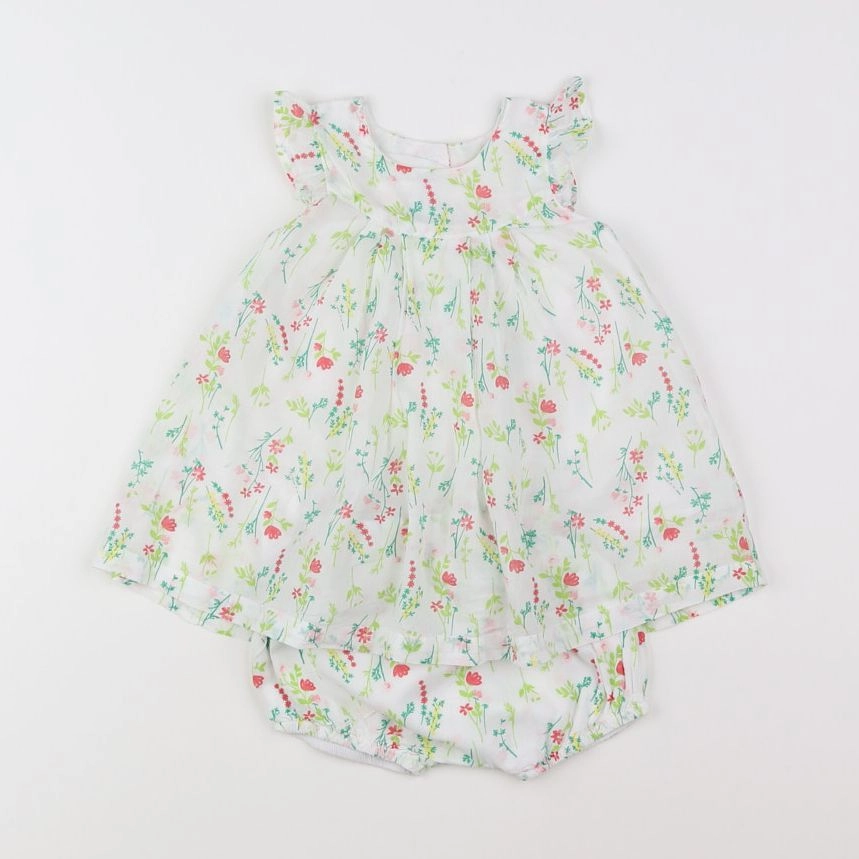 Absorba - robe blanc, vert - 9 mois