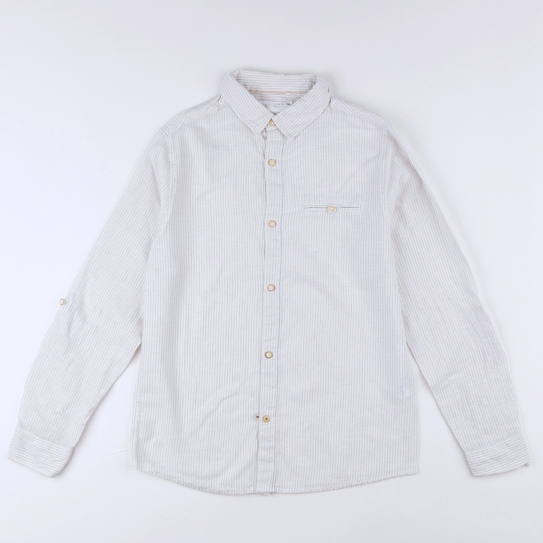 Zara - chemise blanc, gris - 11/12 ans