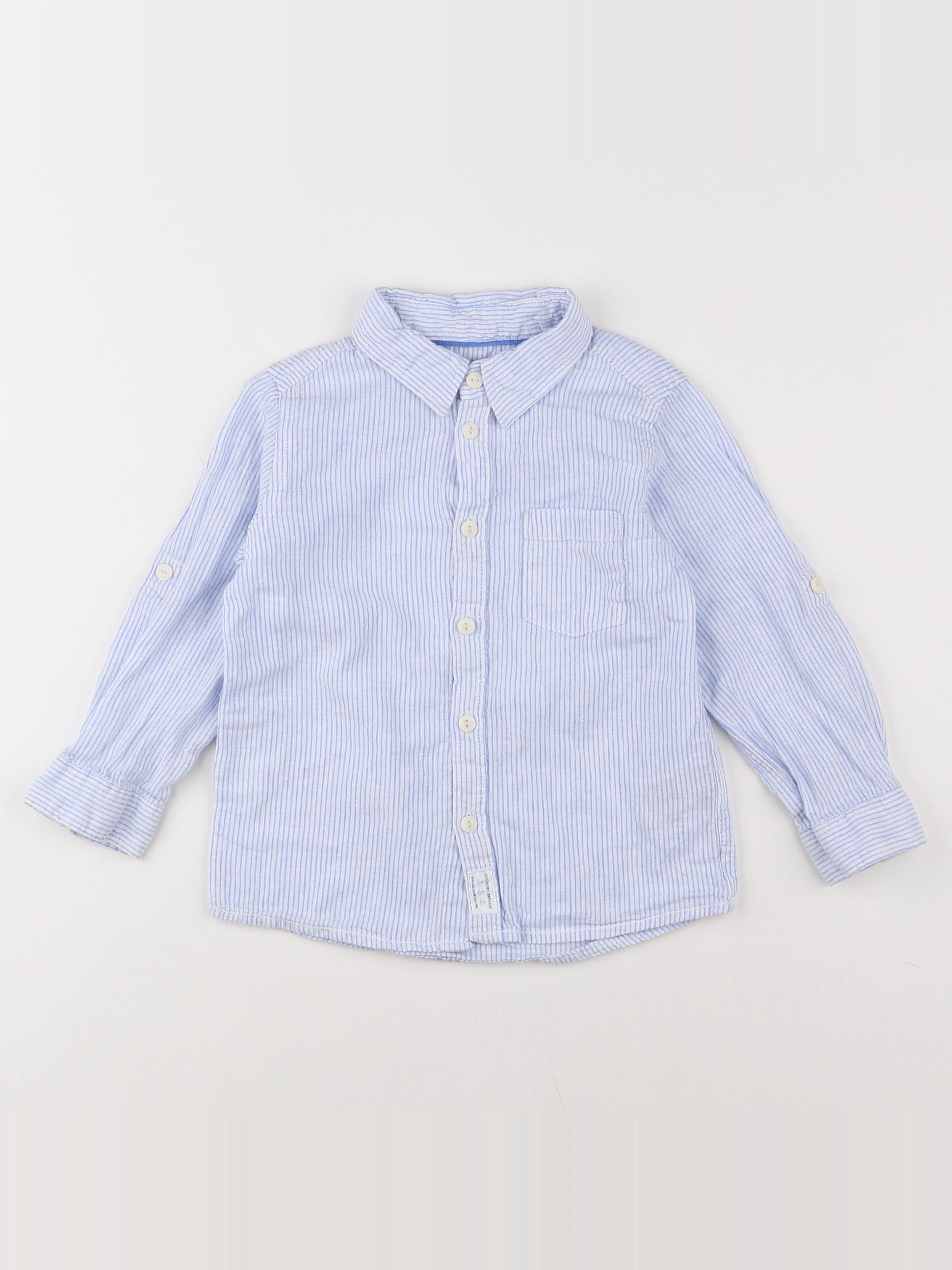 H&M - chemise blanc, bleu - 18 mois à 2 ans