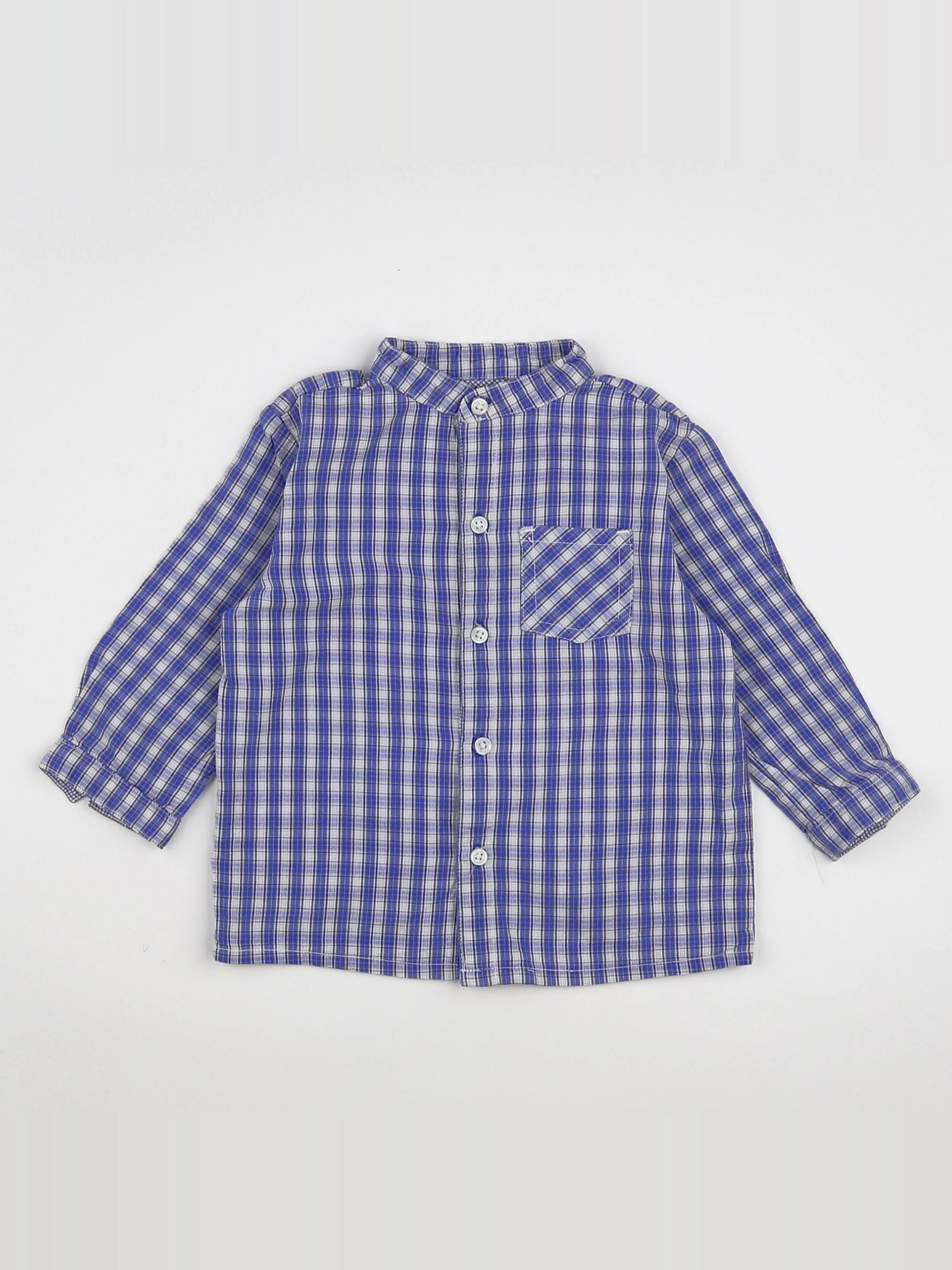 Boutchou - chemise bleu, blanc - 12 mois