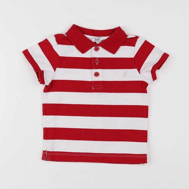 Jacadi - polo blanc, rouge - 12 mois