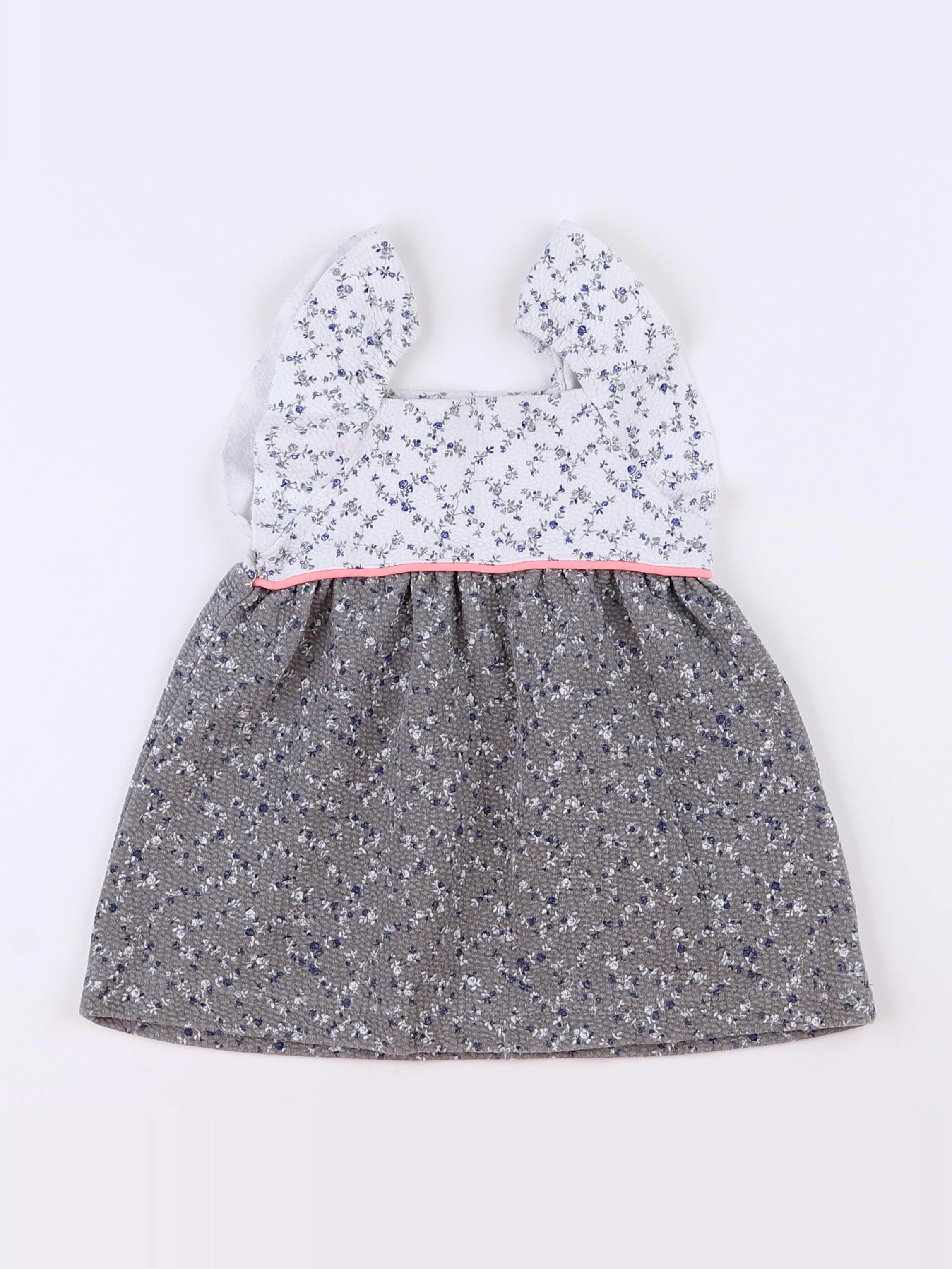 Zara - robe blanc, gris - 9/12 mois