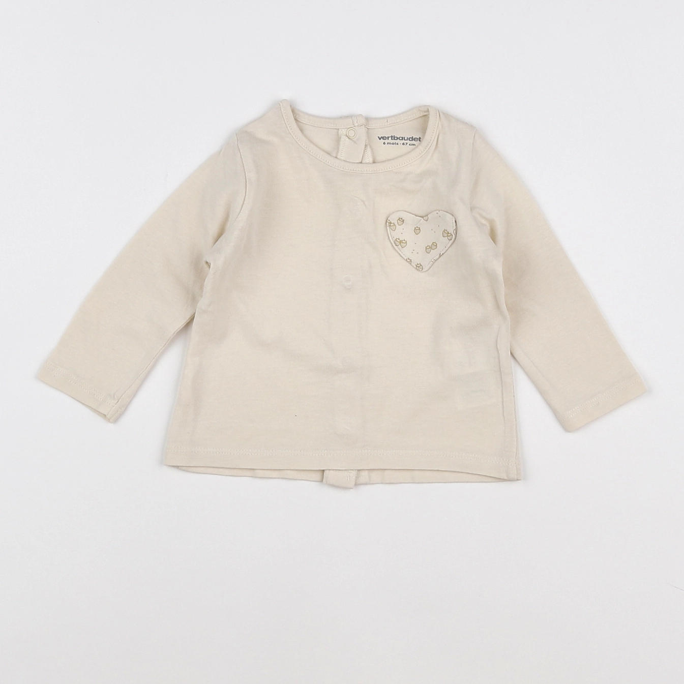 Vertbaudet - tee-shirt beige - 6 mois