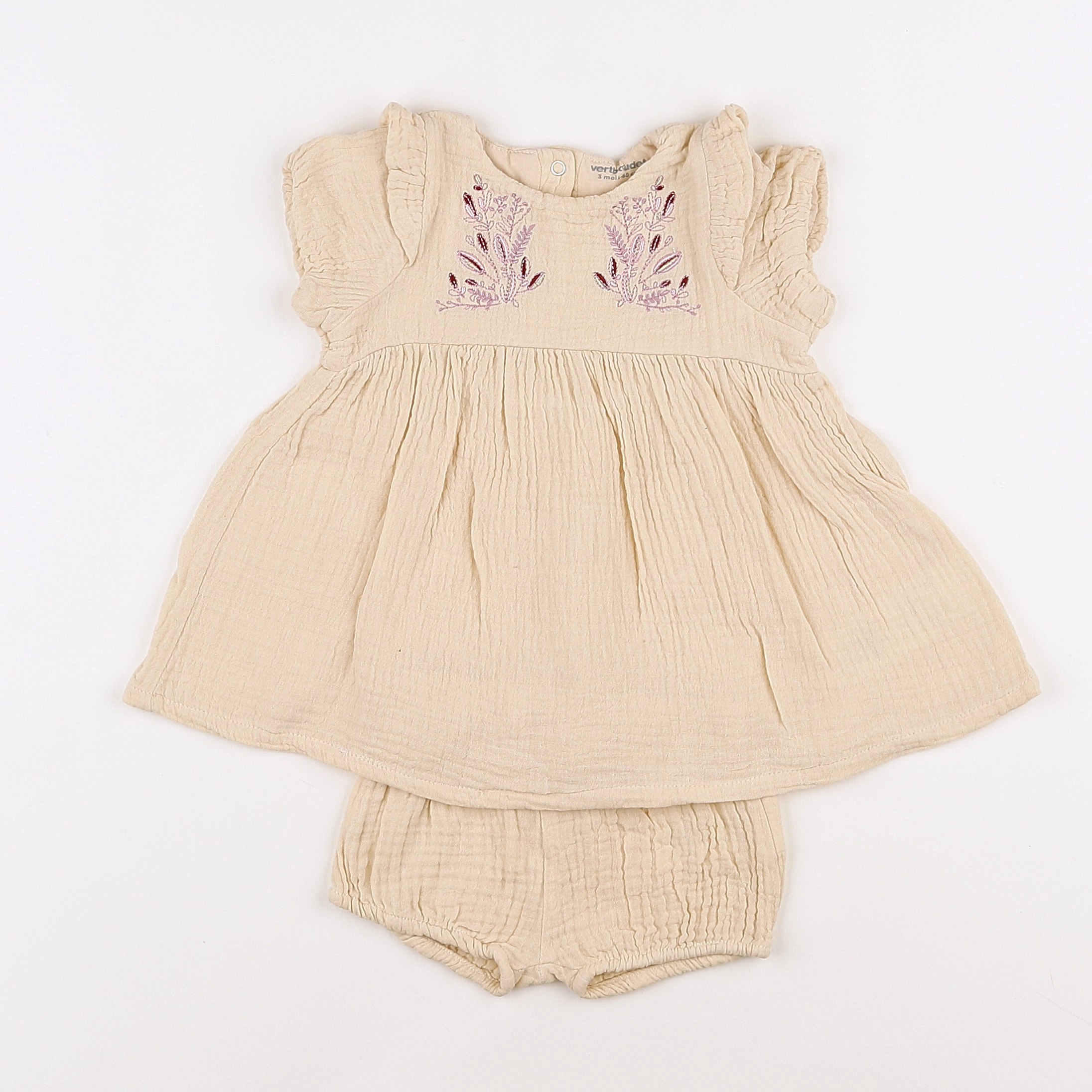 Vertbaudet - robe beige - 3 mois
