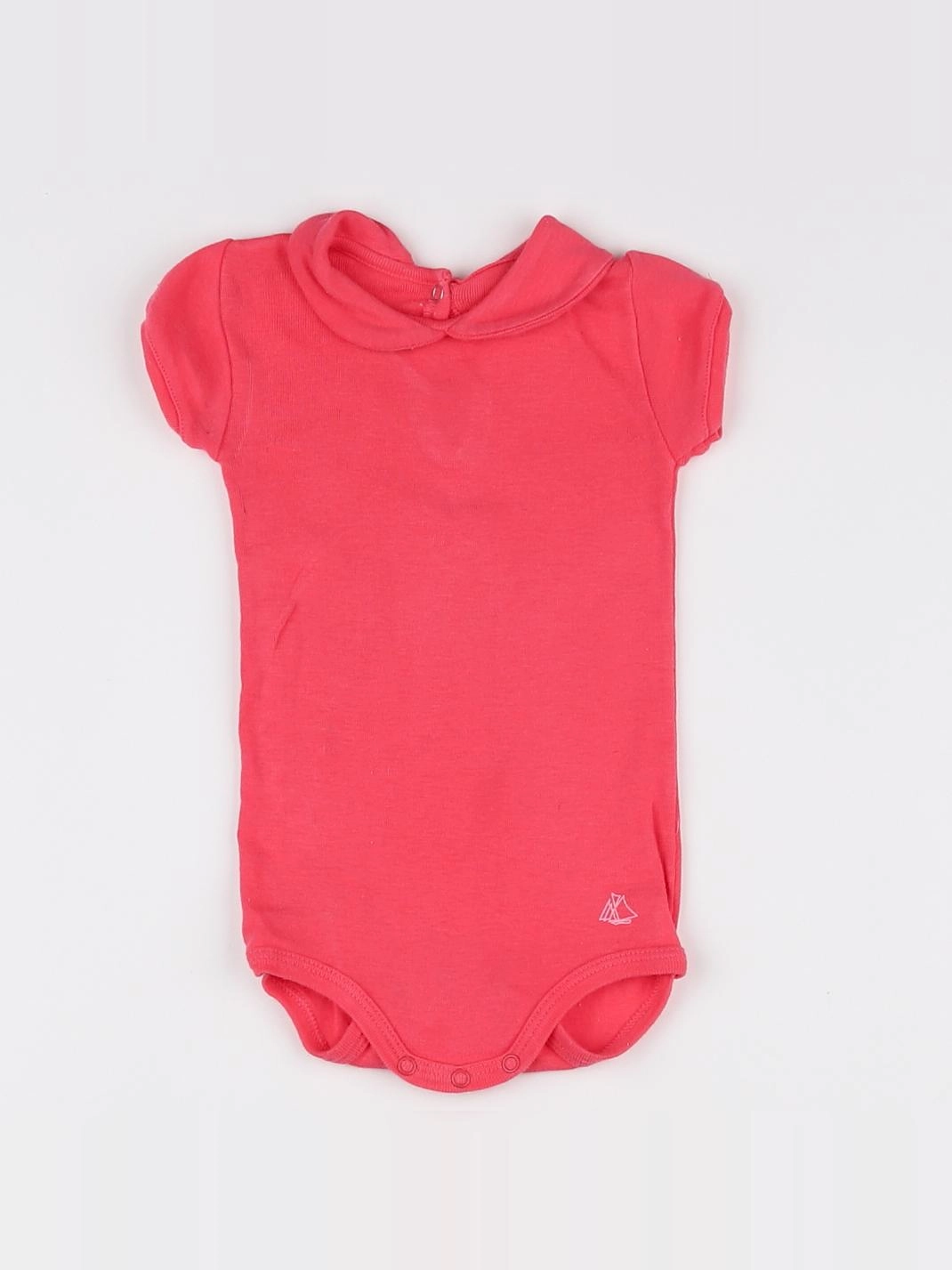Petit Bateau - body à col rose - 6 mois