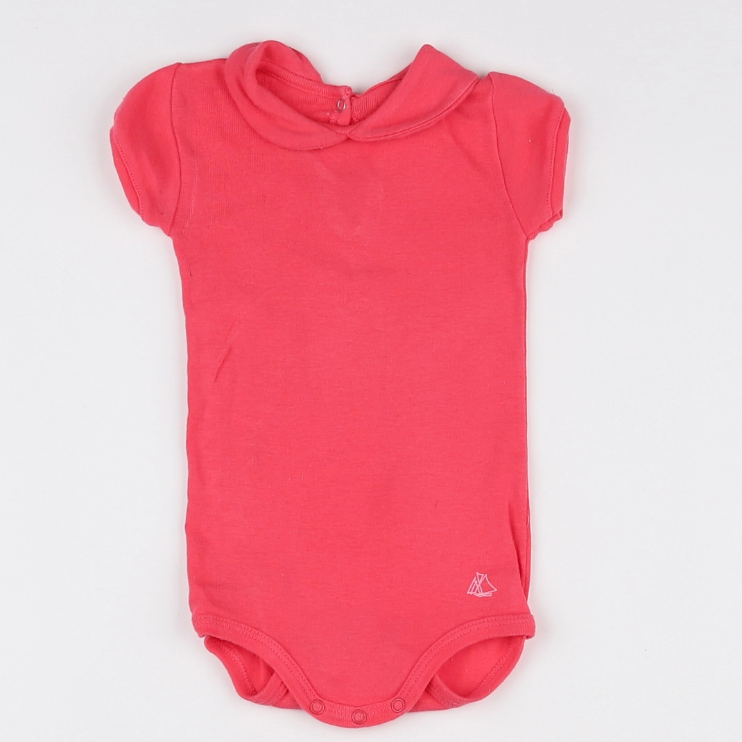 Petit Bateau - body à col rose - 6 mois