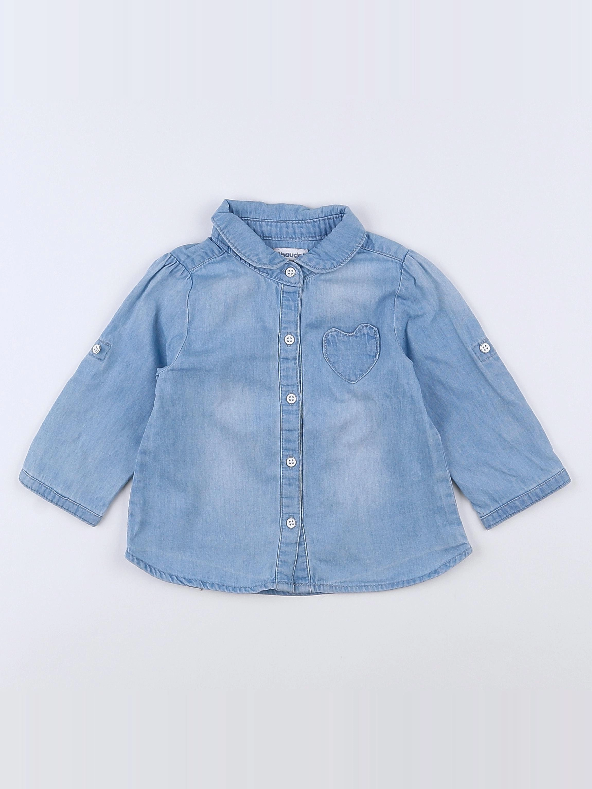 Vertbaudet - chemise bleu - 9 mois