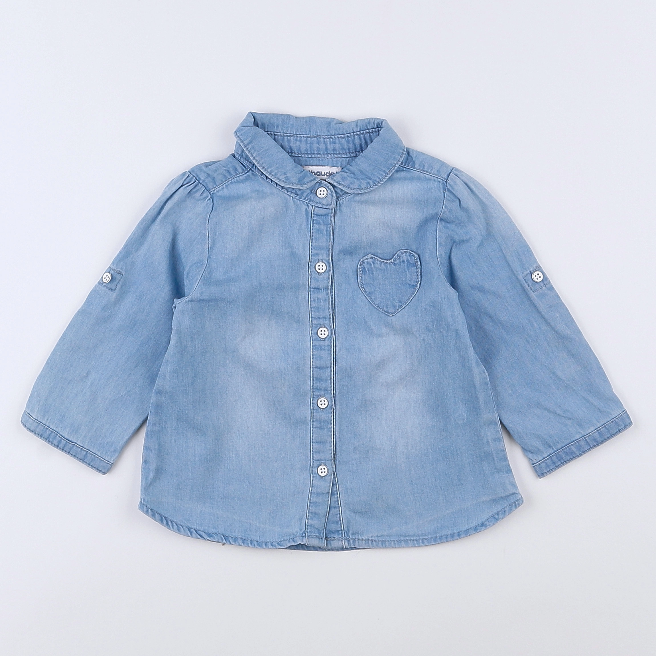 Vertbaudet - chemise bleu - 9 mois