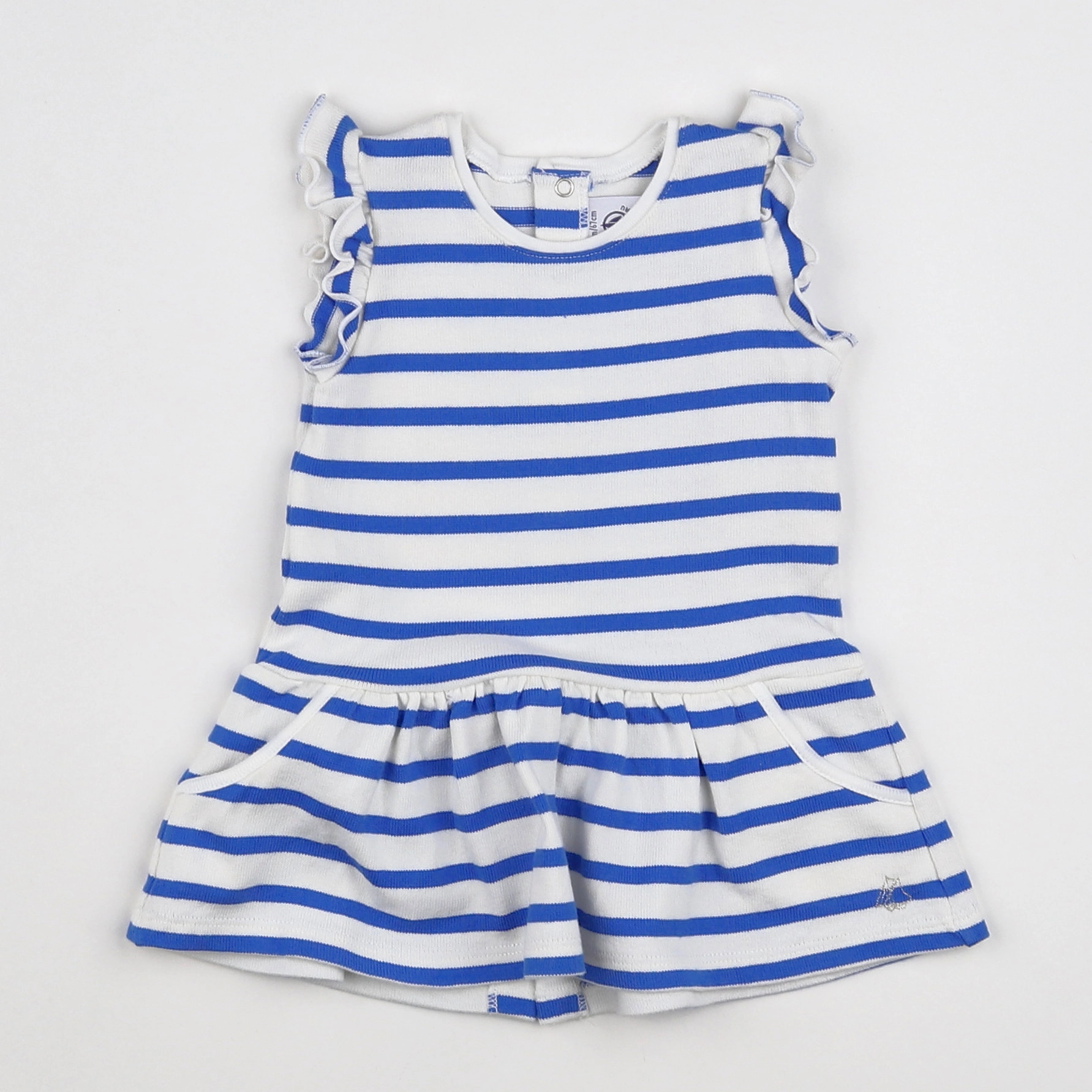 Petit Bateau - robe blanc, bleu - 6 mois