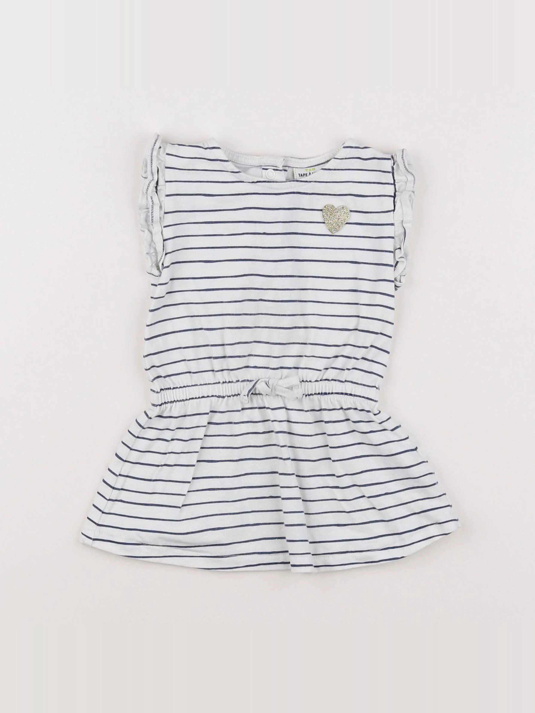 Tape à l'oeil - robe blanc, bleu - 9 mois