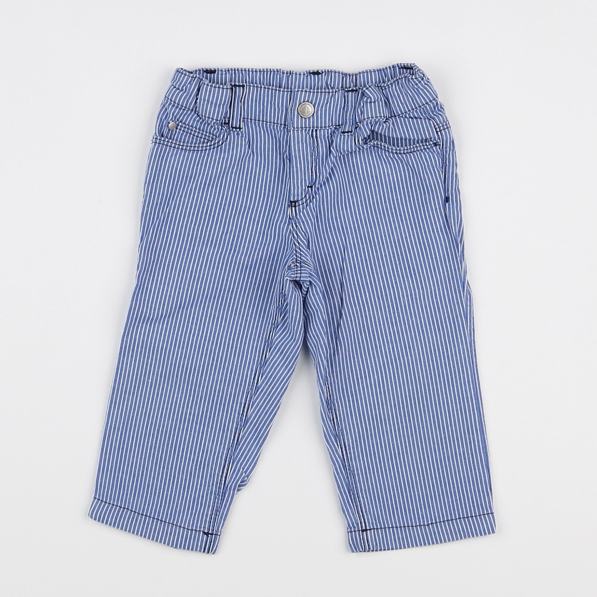 Petit Bateau - pantalon blanc, bleu - 12 mois