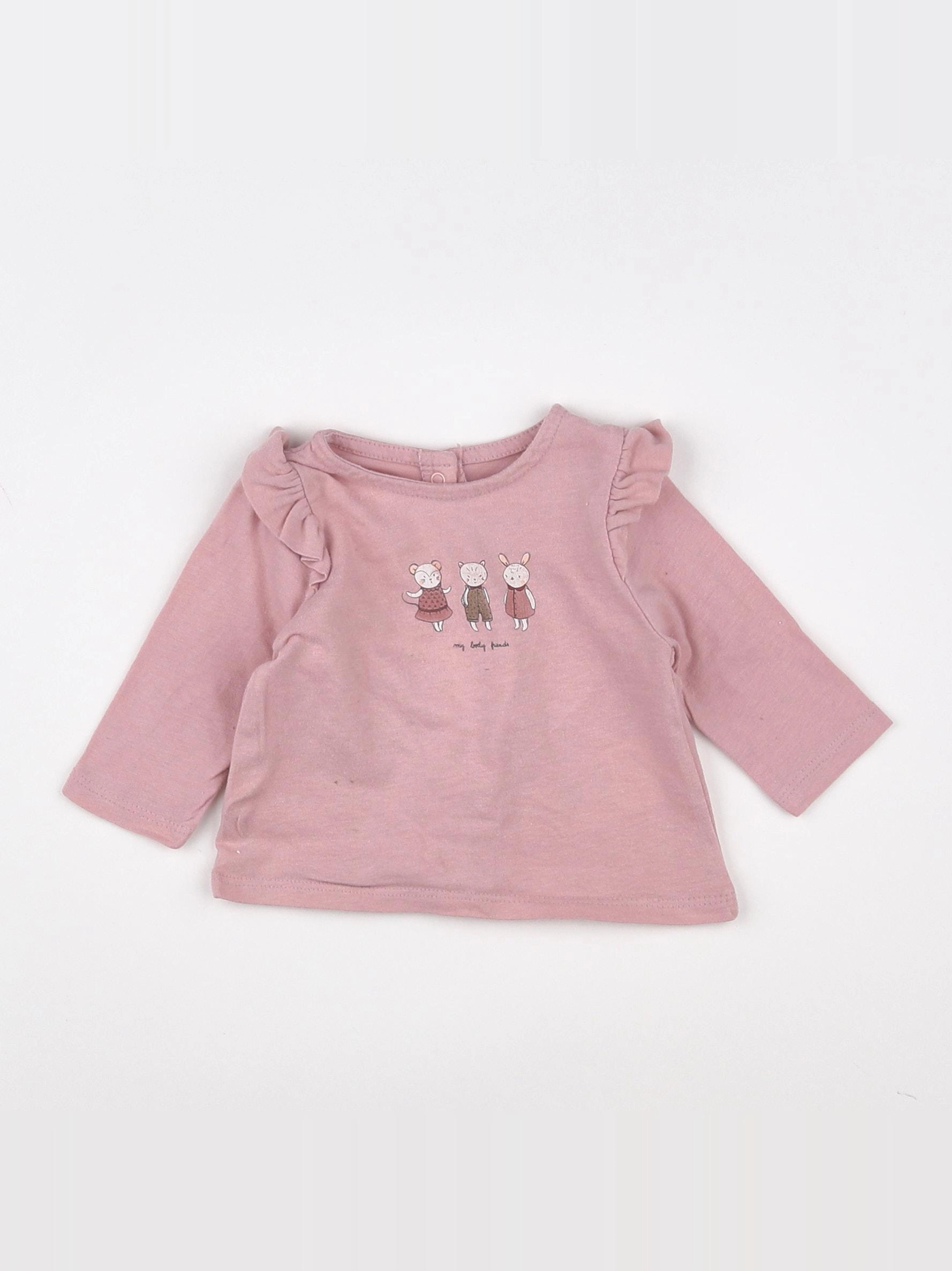 Vertbaudet - tee-shirt rose - 1 mois