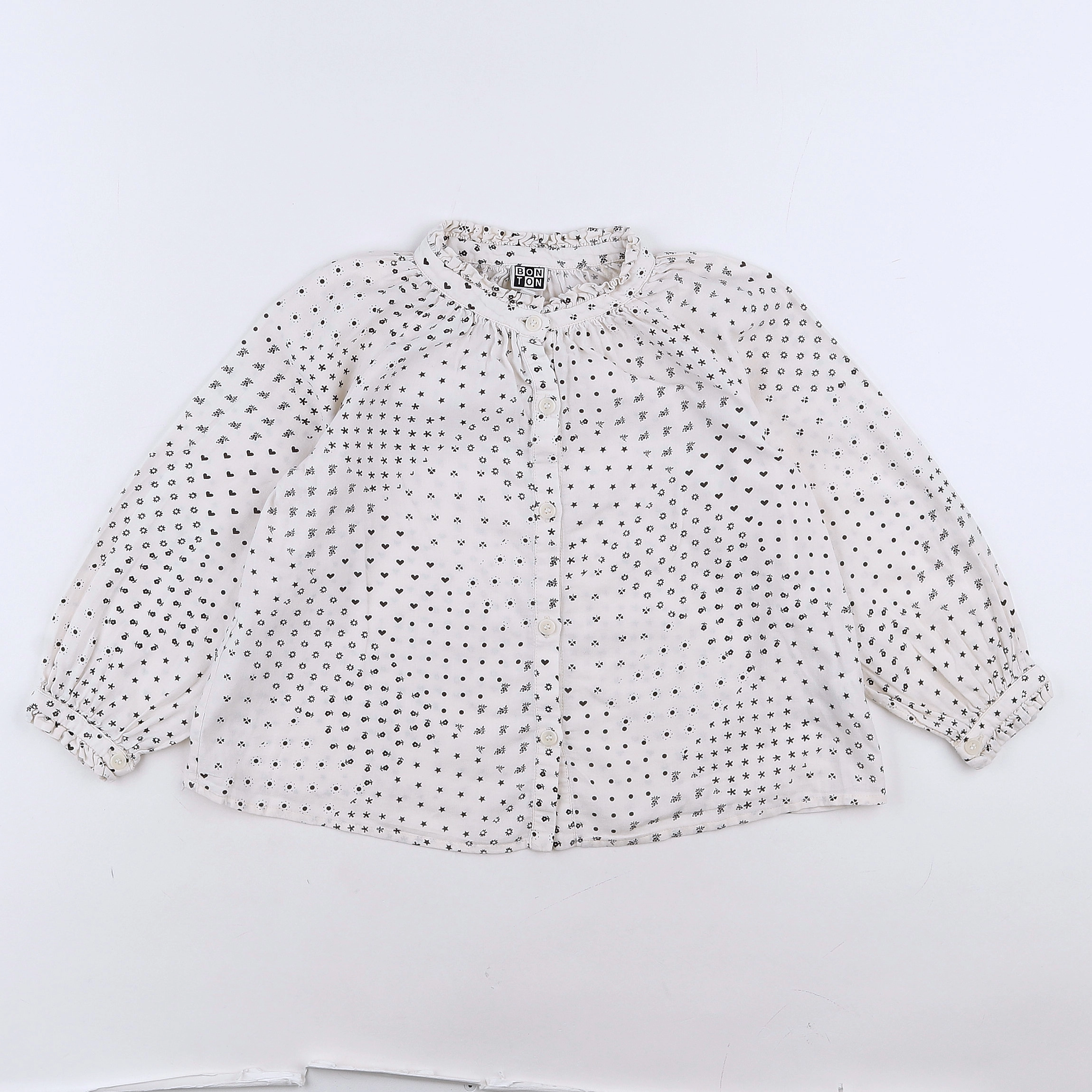 Bonton - blouse blanc, gris - 6 ans