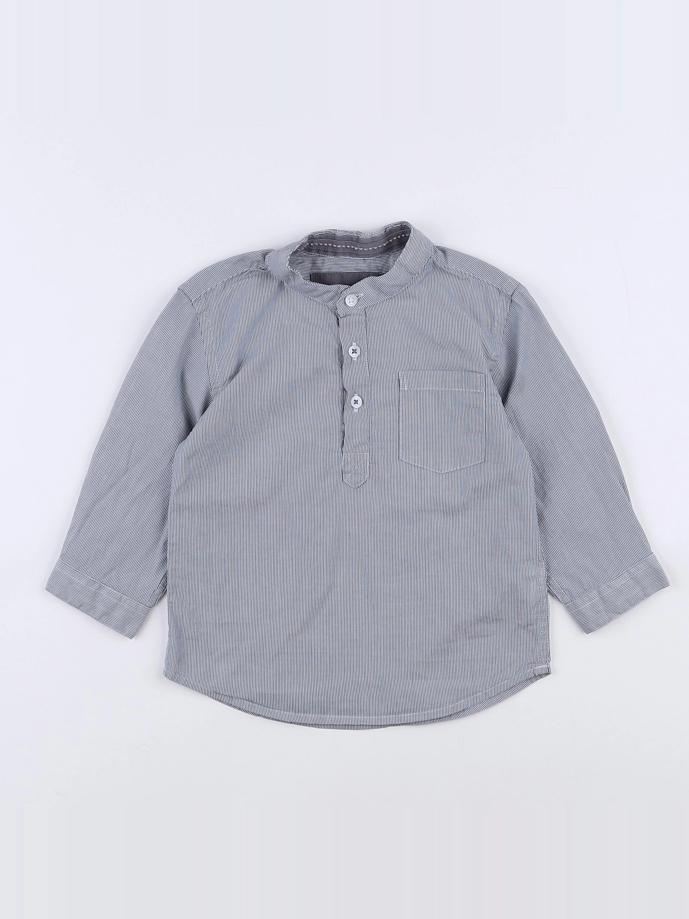 Boutchou - tee-shirt blanc, bleu - 12 mois