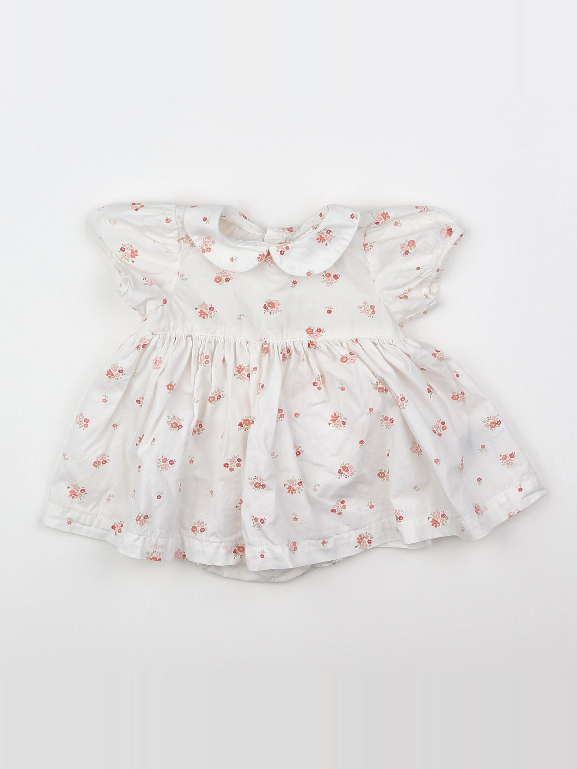 H&M - robe blanc, rose - 1/3 mois