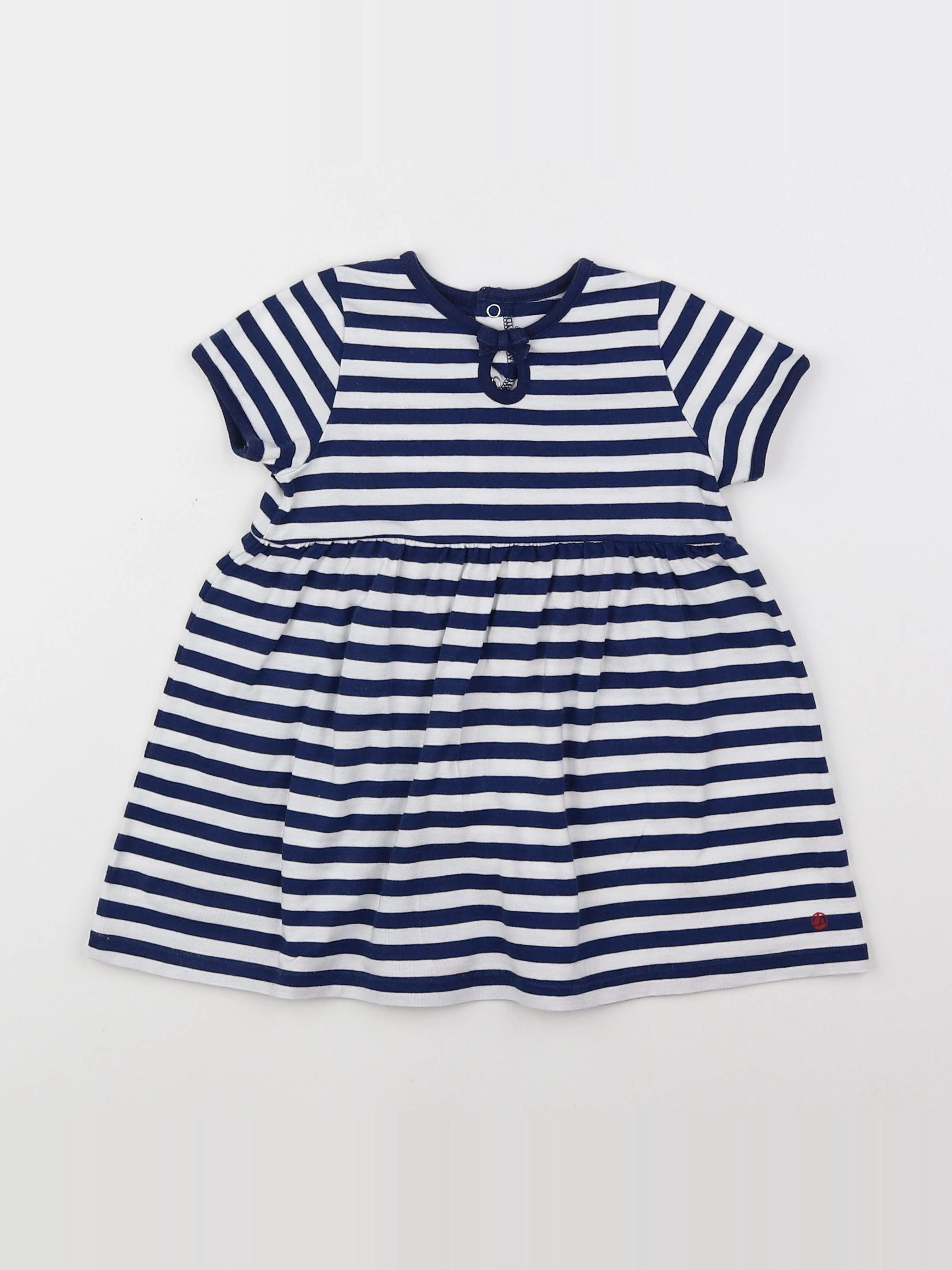 Petit Bateau - robe blanc, bleu - 12 mois