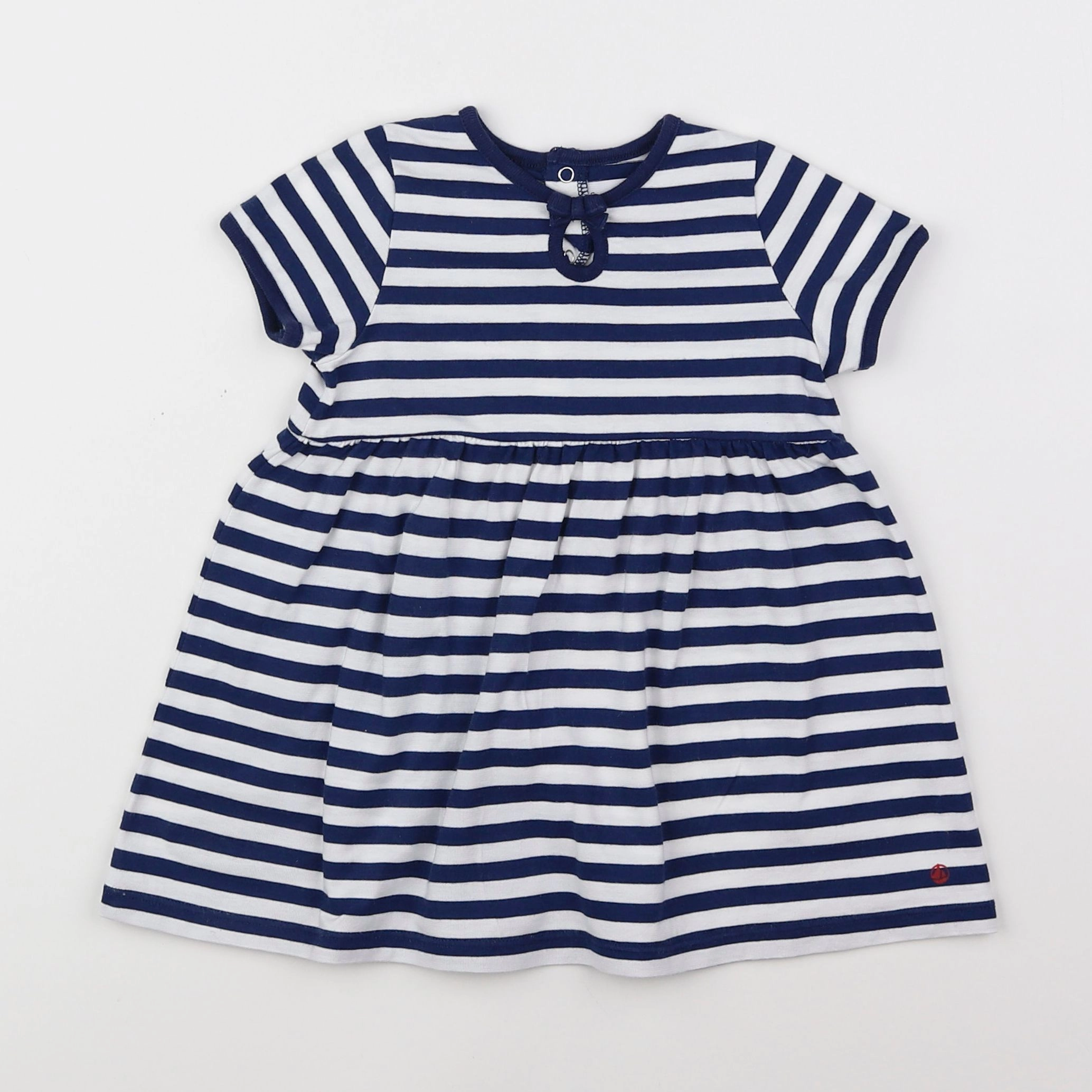 Petit Bateau - robe blanc, bleu - 12 mois