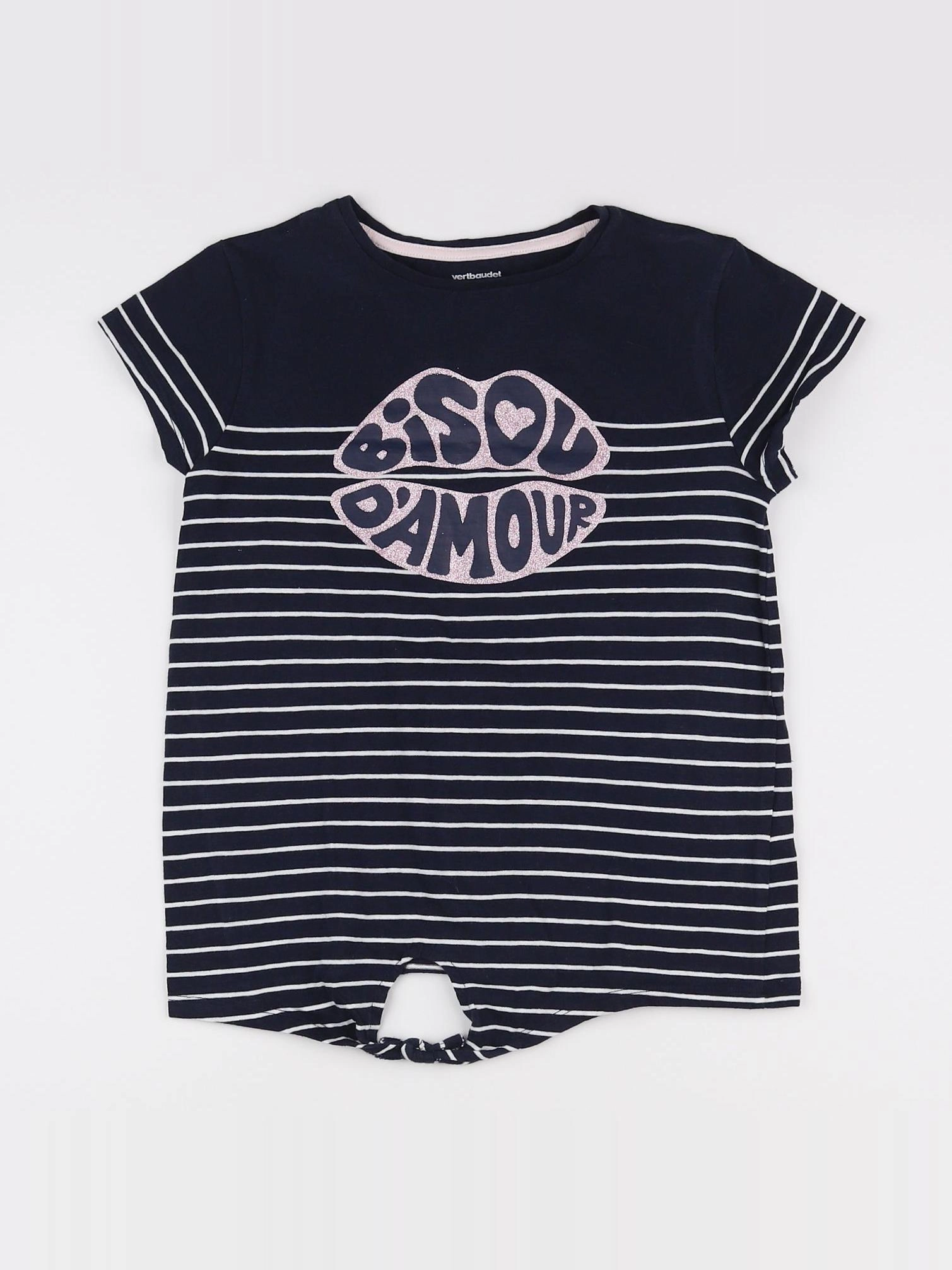 Vertbaudet - tee-shirt bleu, blanc - 10 ans