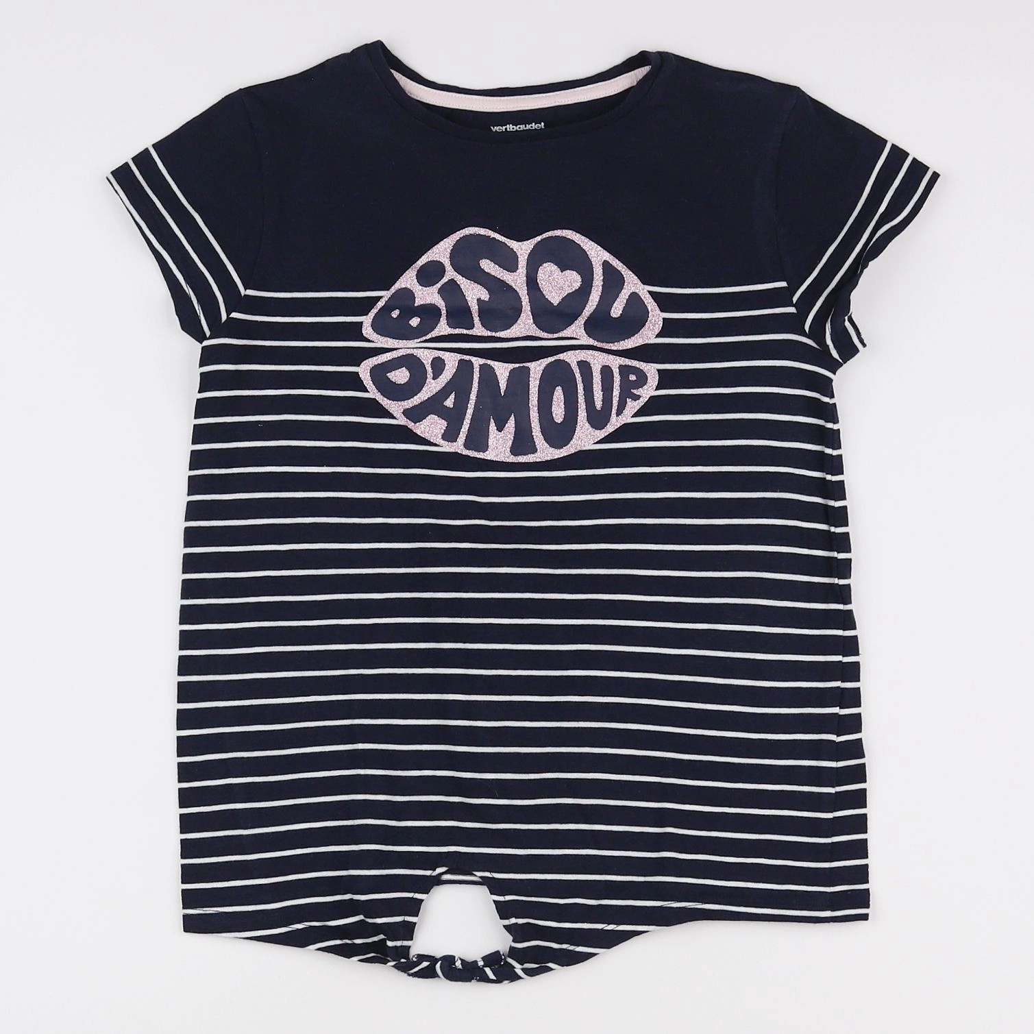 Vertbaudet - tee-shirt bleu, blanc - 10 ans