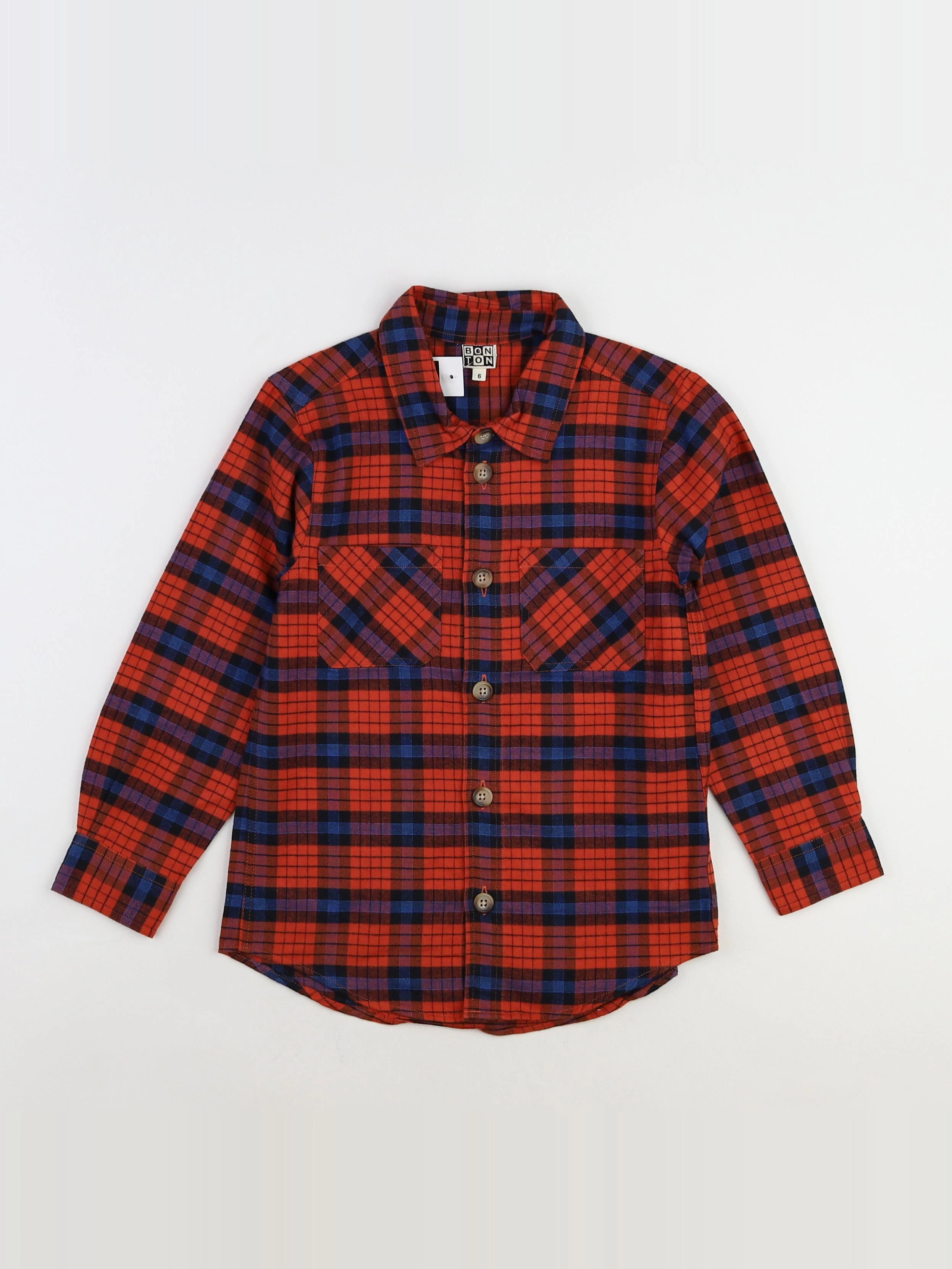 Bonton - chemise orange, bleu (neuf) - 6 ans