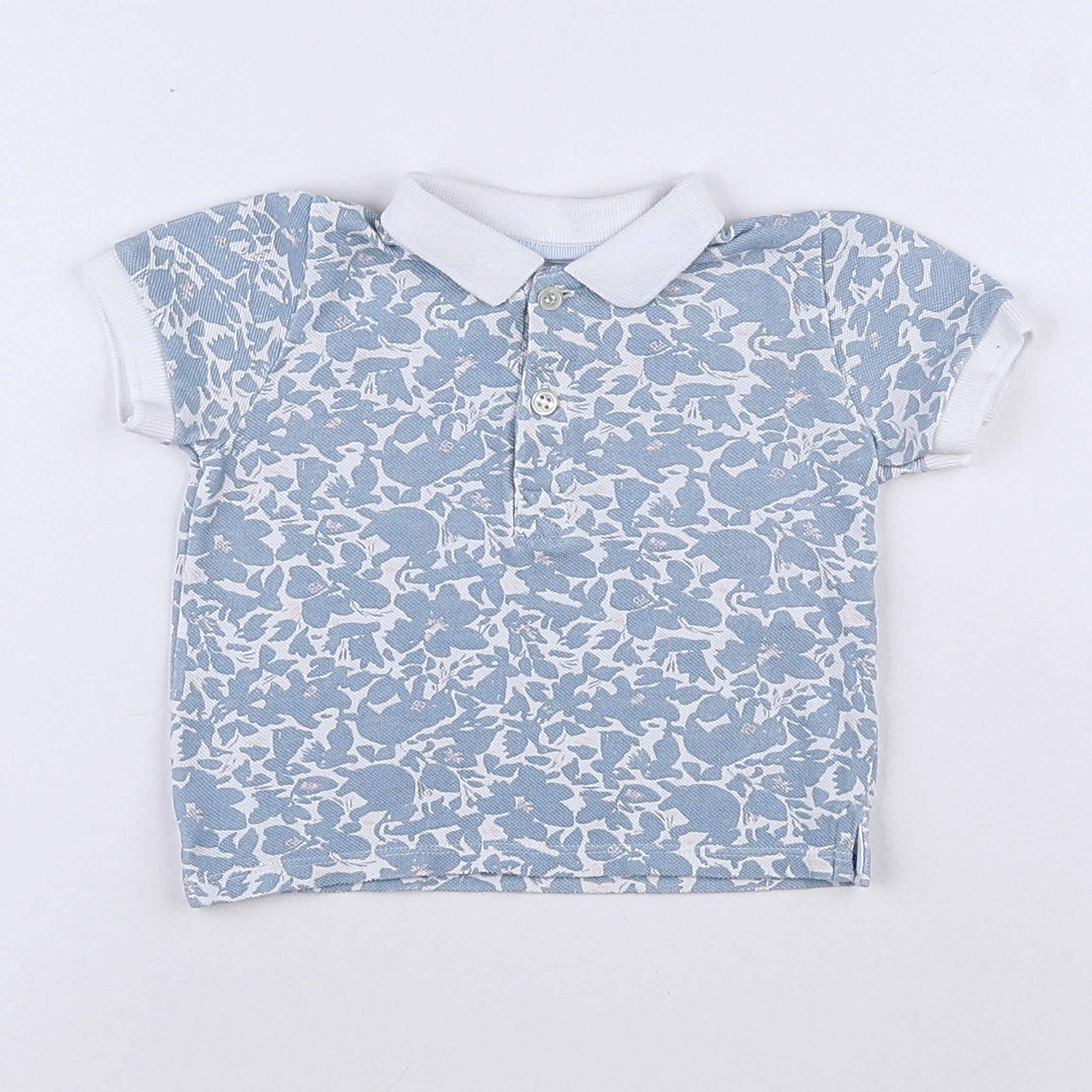 Petit Bateau - polo blanc, bleu - 12 mois