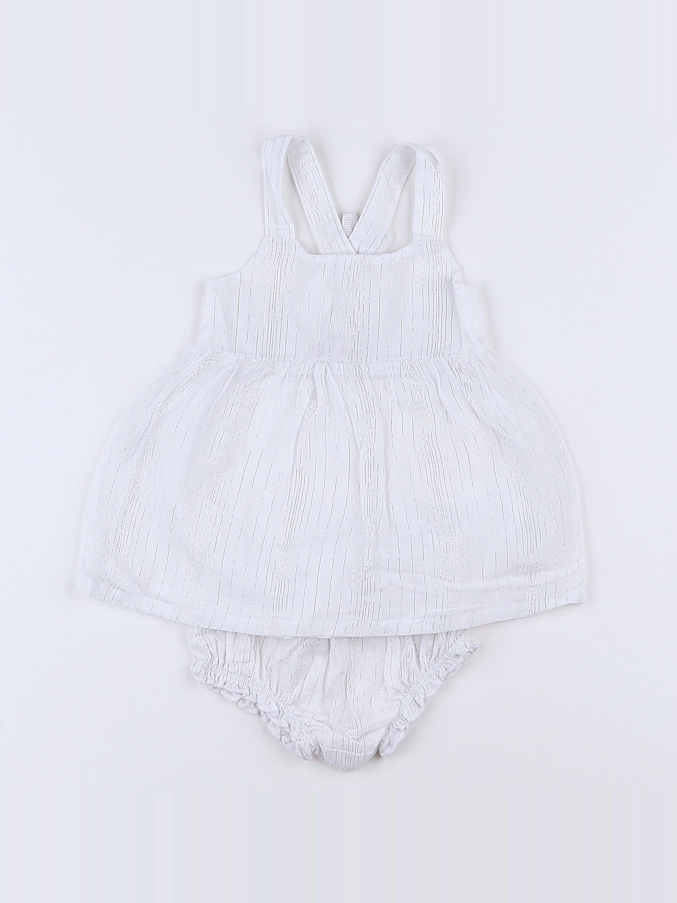 La Redoute - robe blanc, gris - 3 mois