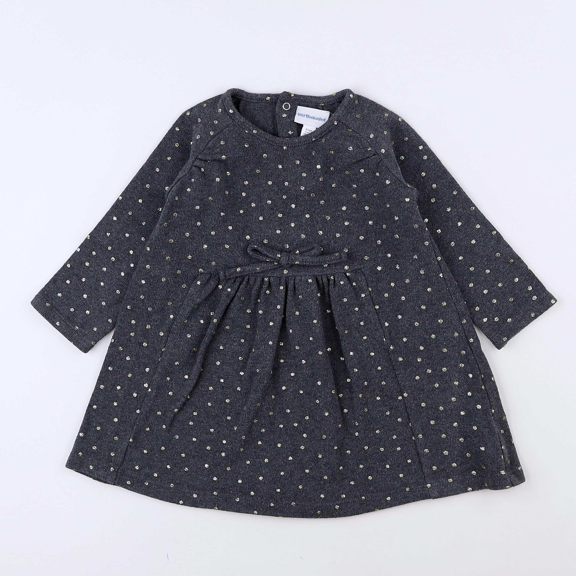 Vertbaudet - robe gris, or - 18 mois
