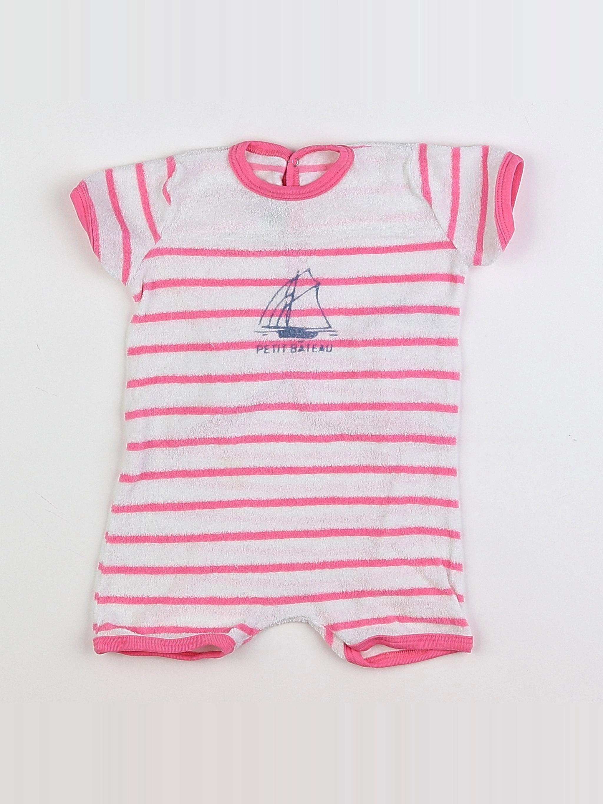 Petit Bateau - combinaison blanc, rose - 12 mois