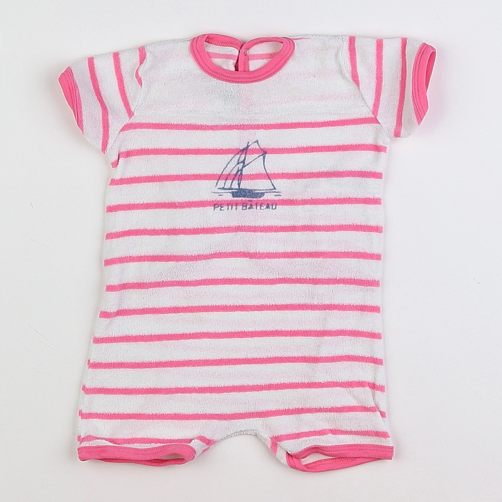 Petit Bateau - combinaison blanc, rose - 12 mois