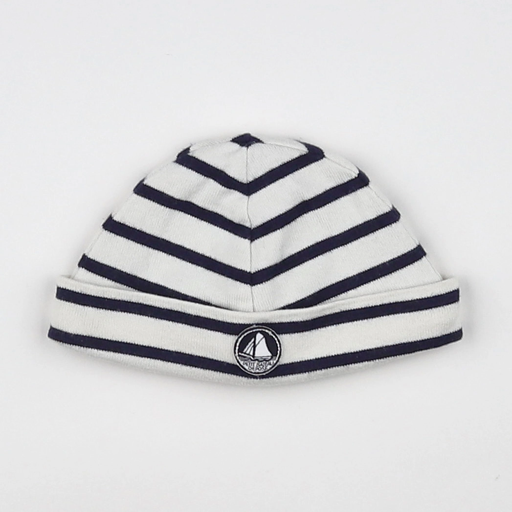 Petit Bateau - bonnet blanc, bleu - 9/12 mois